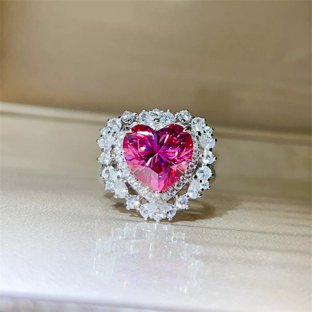5 Carat Moissanite 925 Sterling Silver Heart-Shaped Ring