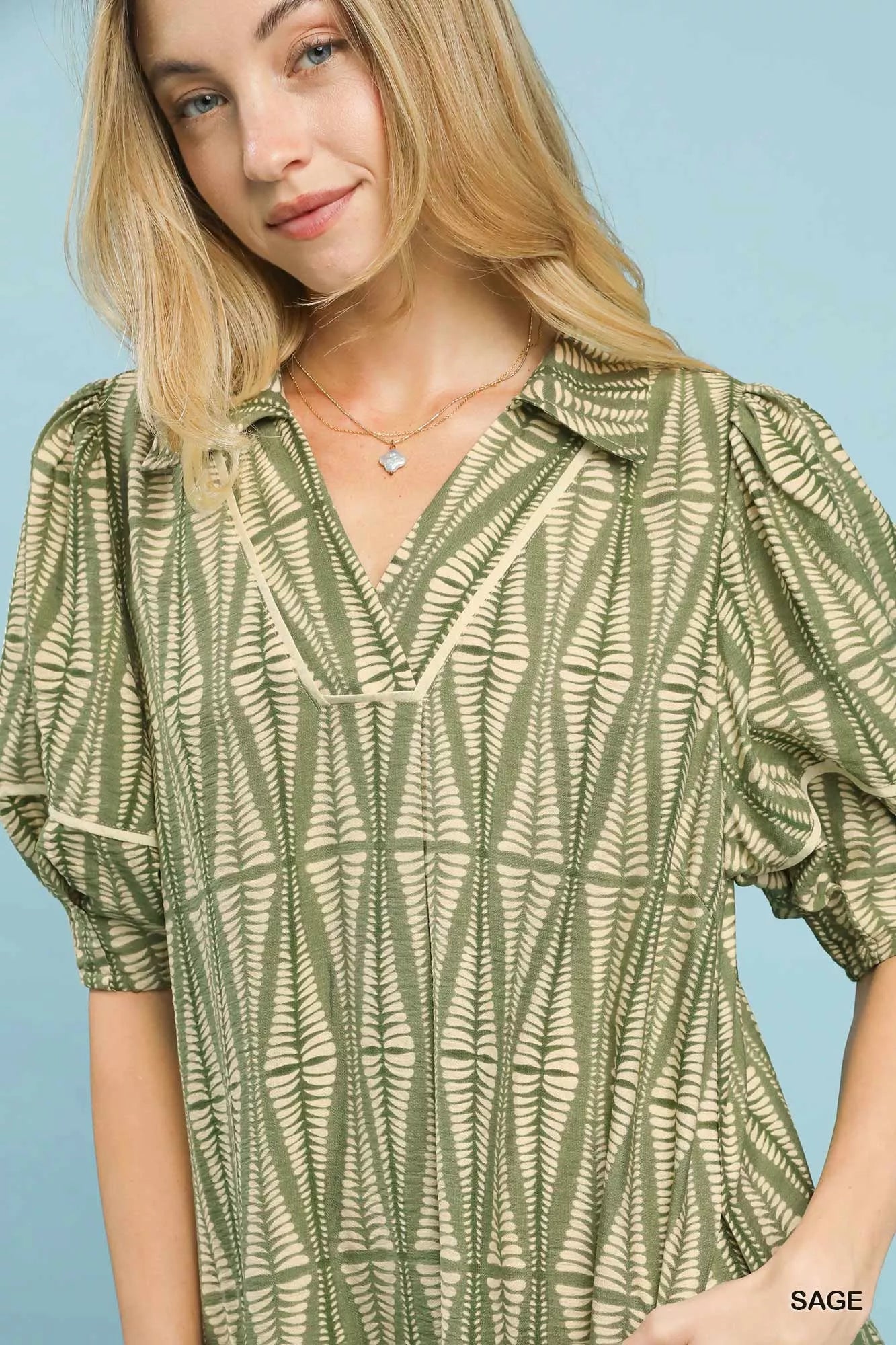 Umgee Geometric Print Midi Dress