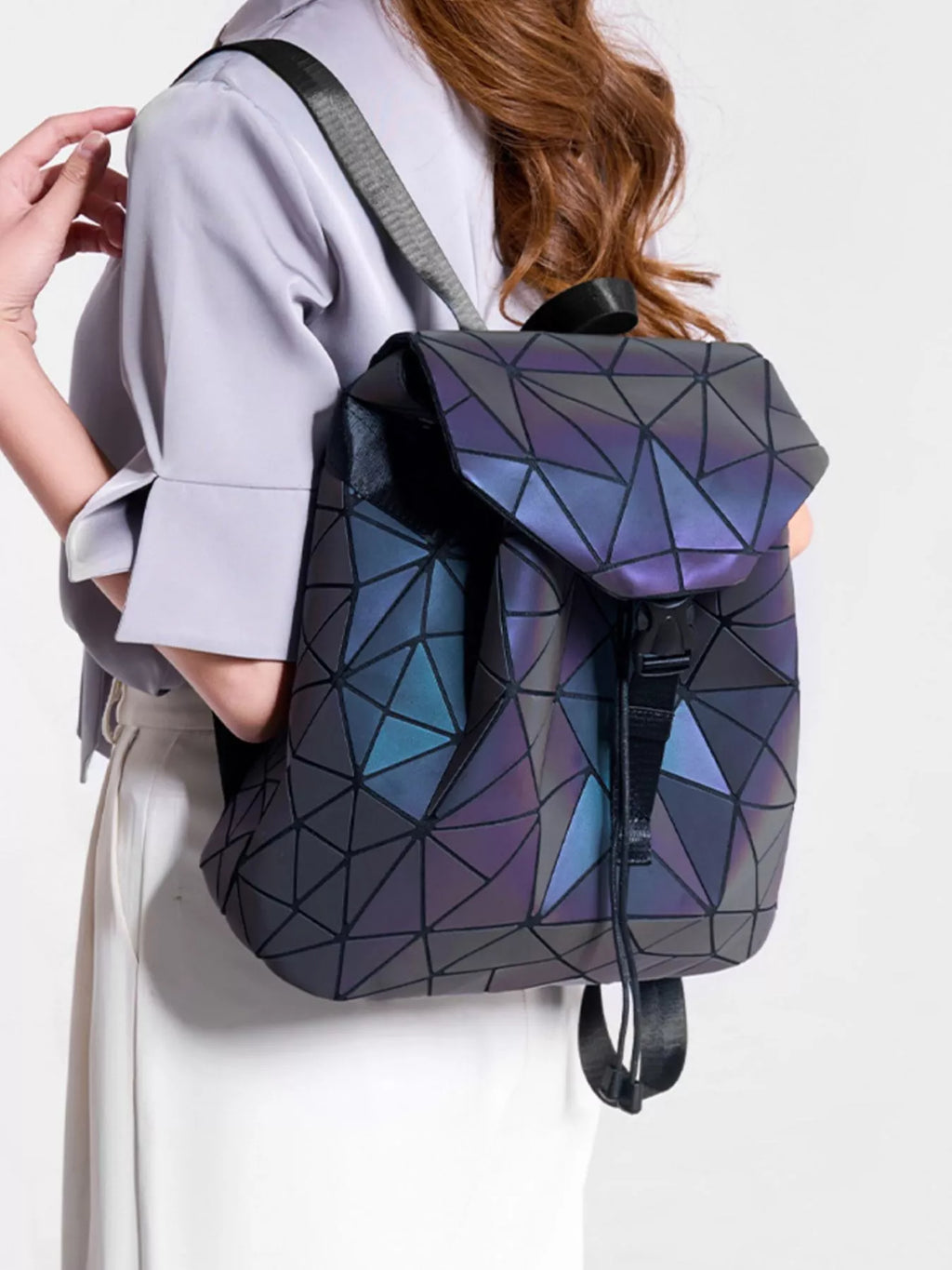 Geometric Buckle Backpack Bag