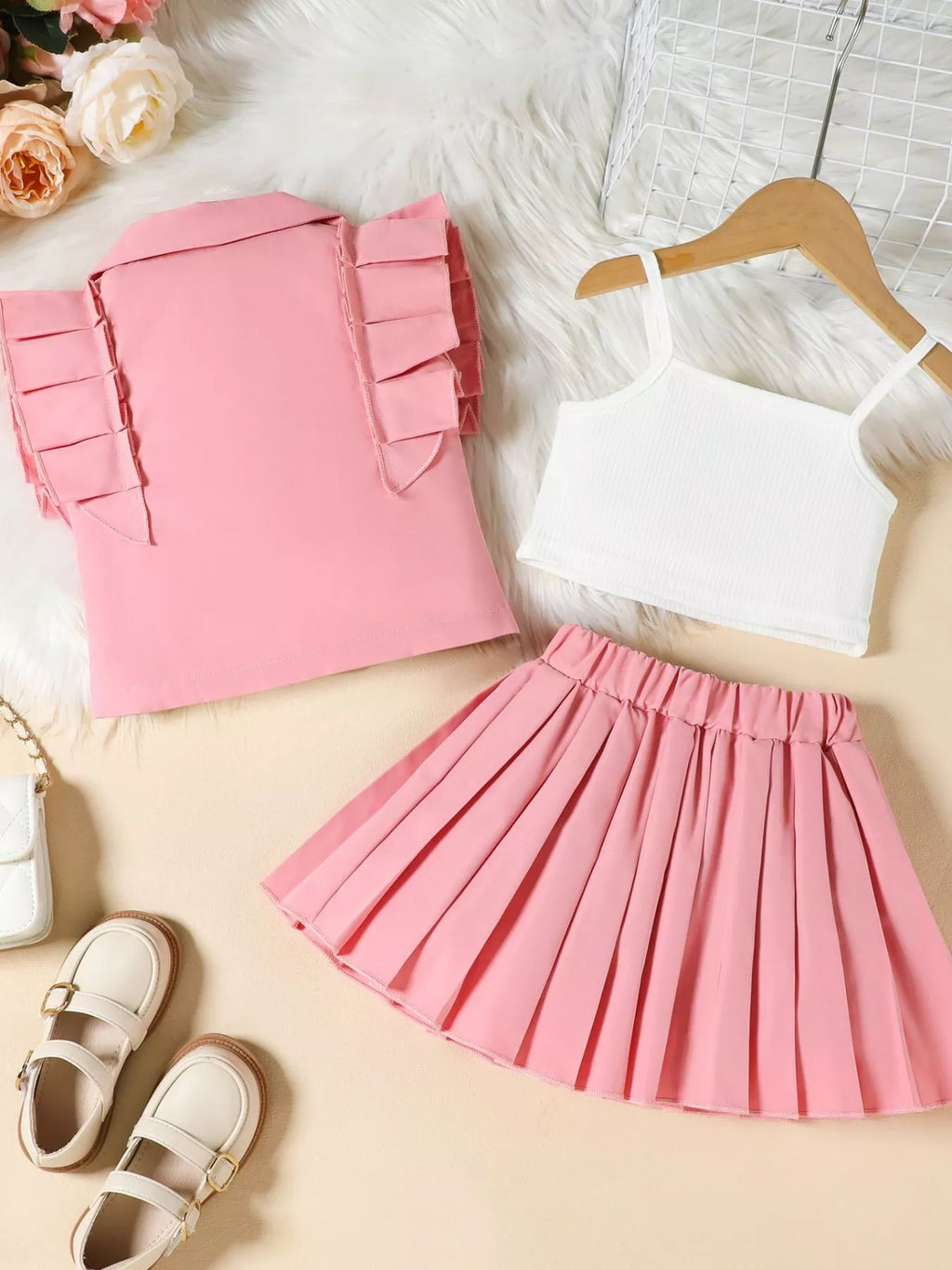 Children's Cami & Button Detail Top & Skirt Set