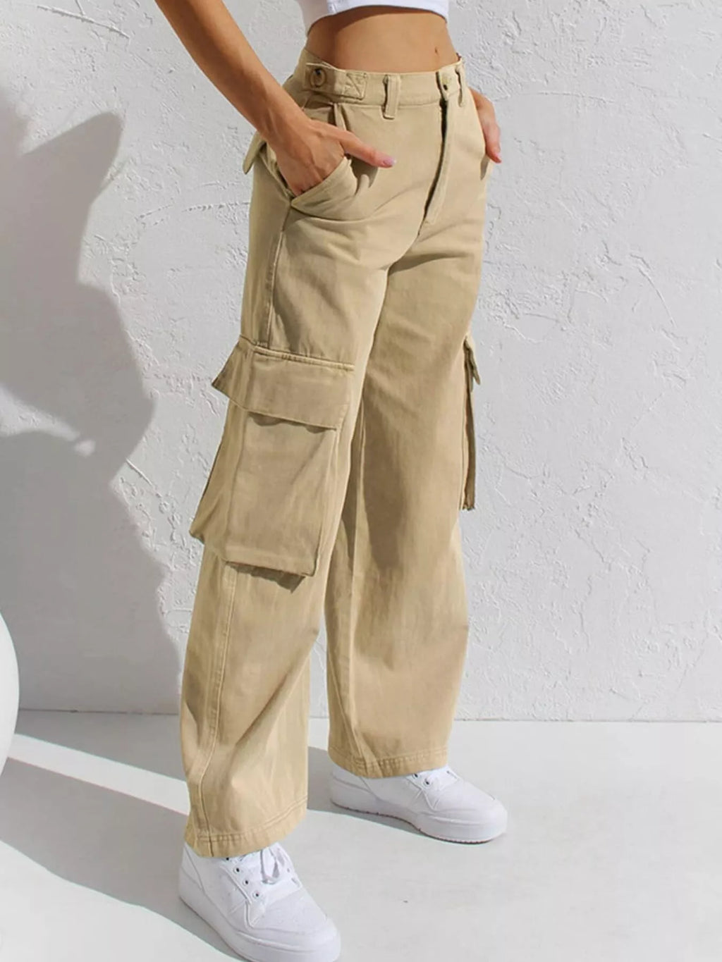 High-Waisted Wide Leg Cargo Jeans