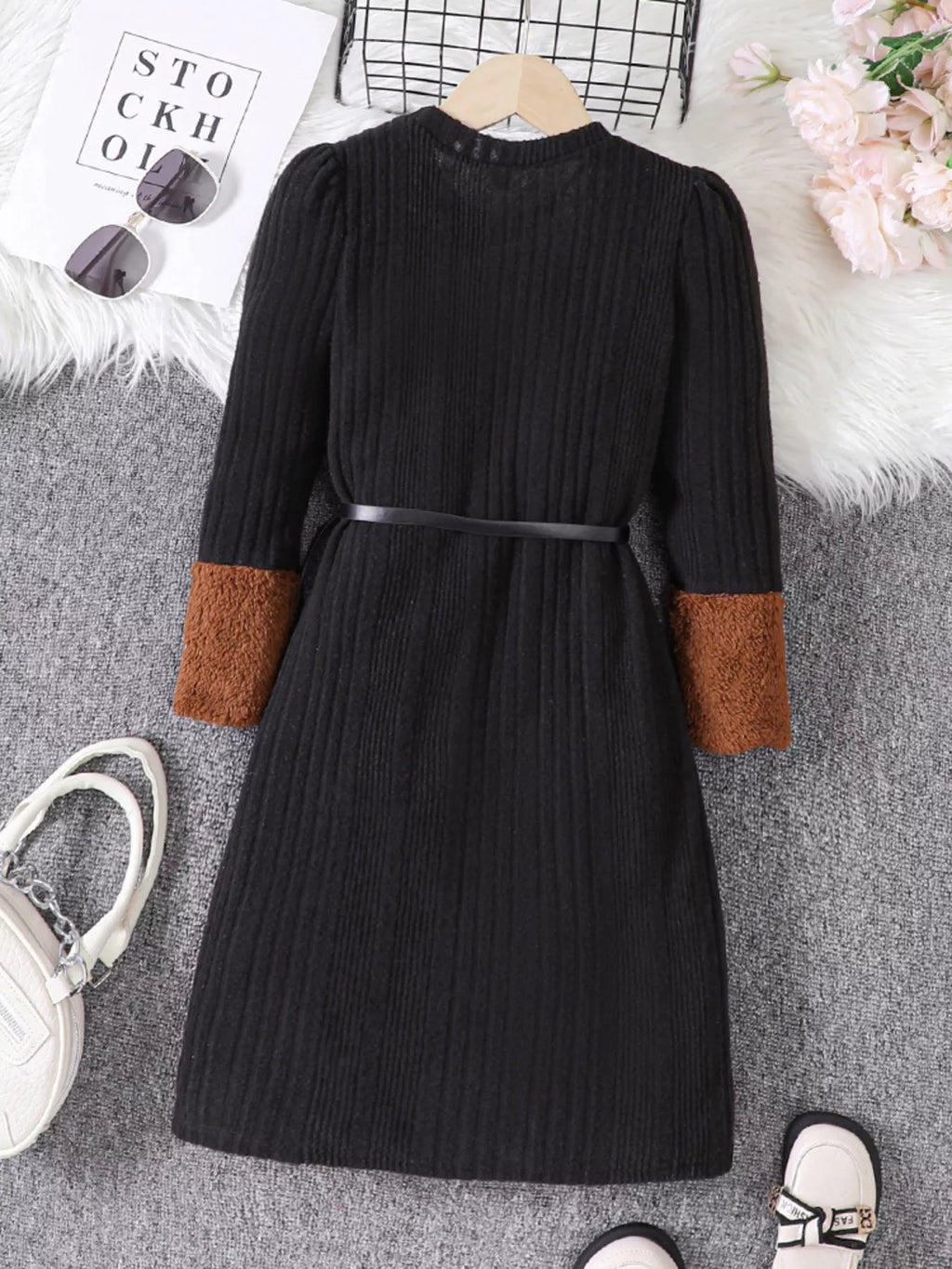Children's Ribbed Knit Long Sleeve Dress