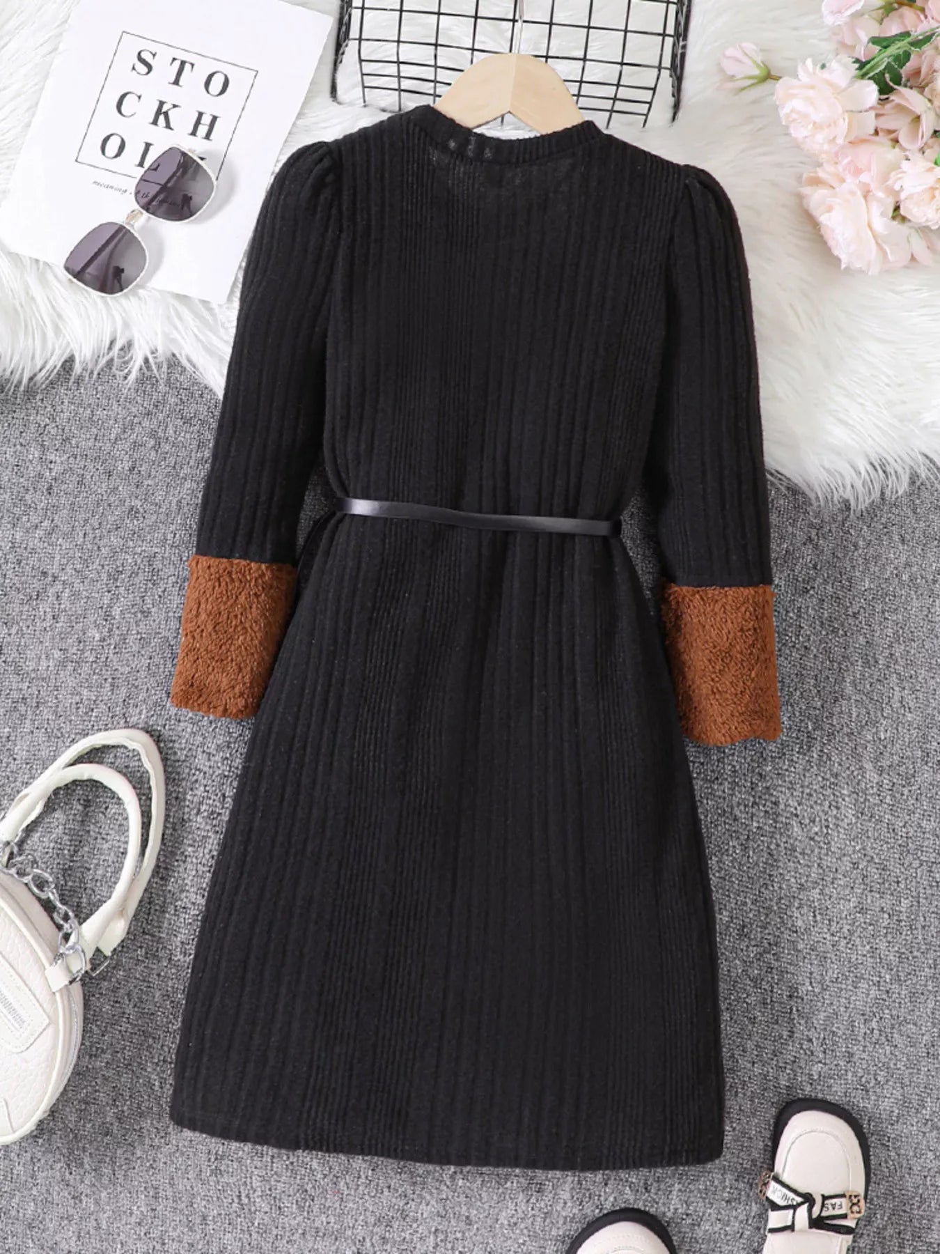 Children's Ribbed Knit Long Sleeve Dress