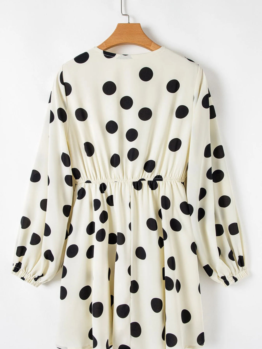 Polka Dot Surplice Puff Sleeve Mini Dress