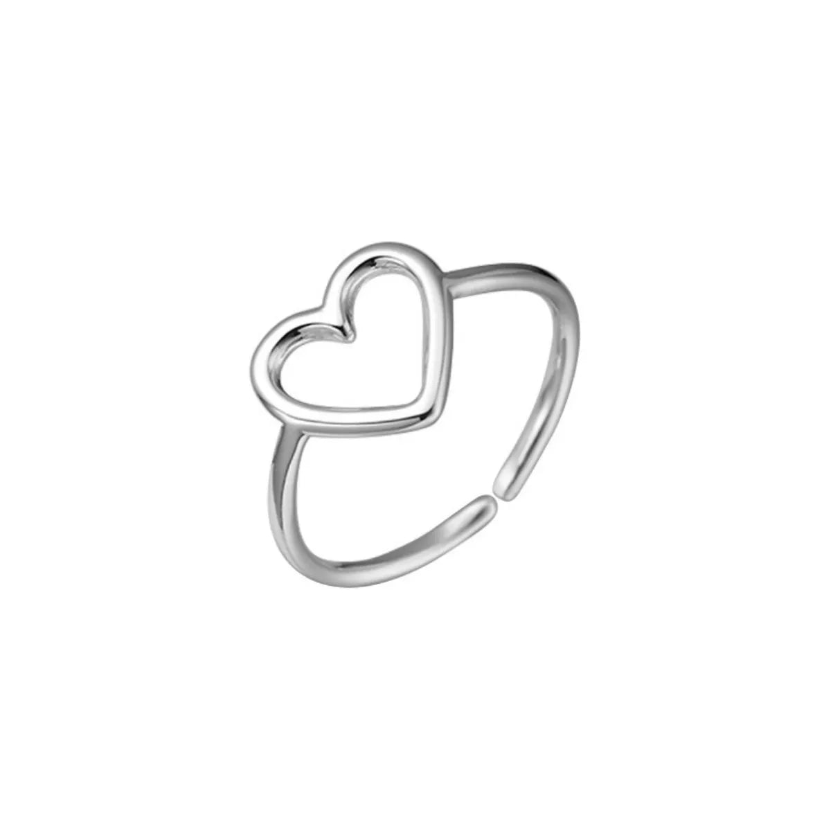 925 Sterling Silver Heart Open Ring