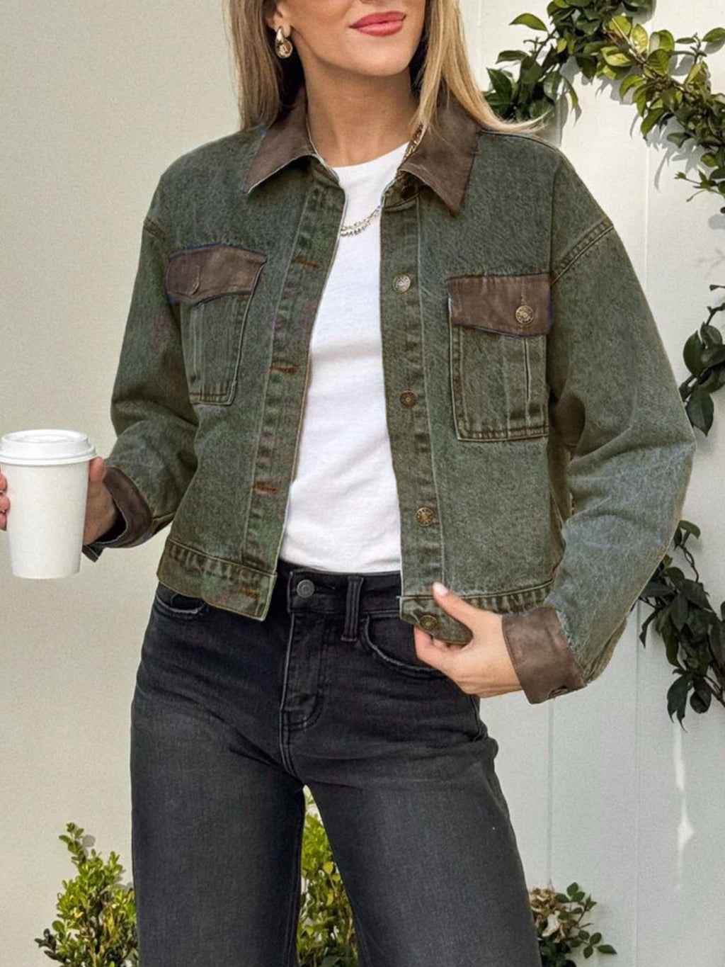 Button Up Chest Pockets Denim Jacket