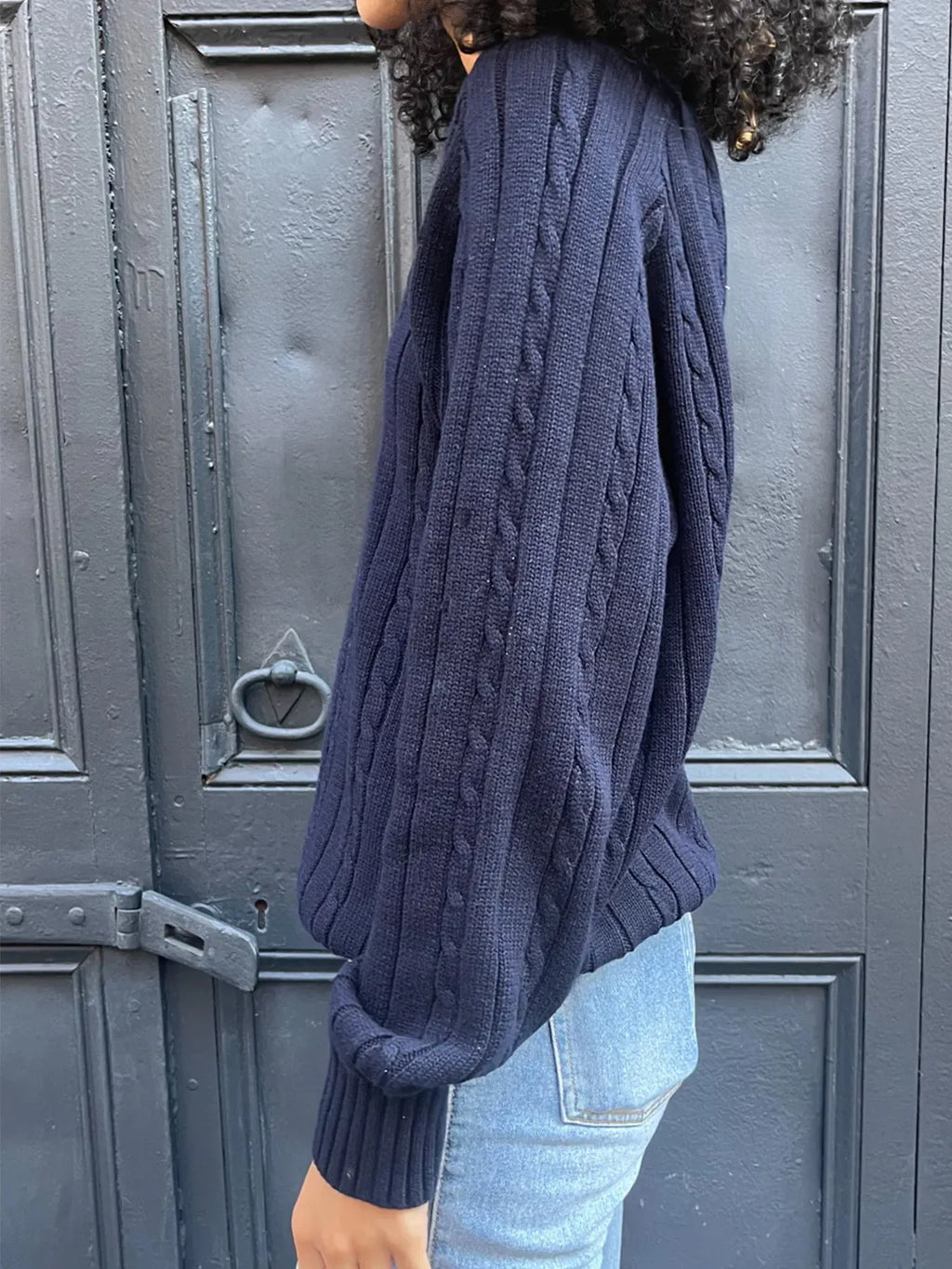 Cable Knit V-Neck Pullover Sweater