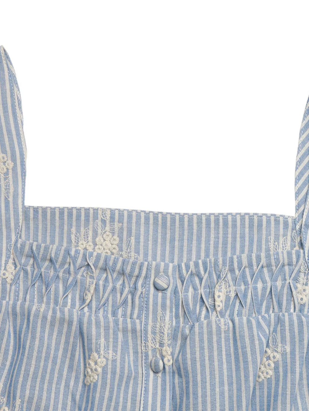Striped Embroidered Ruffle Sleeve Blouse