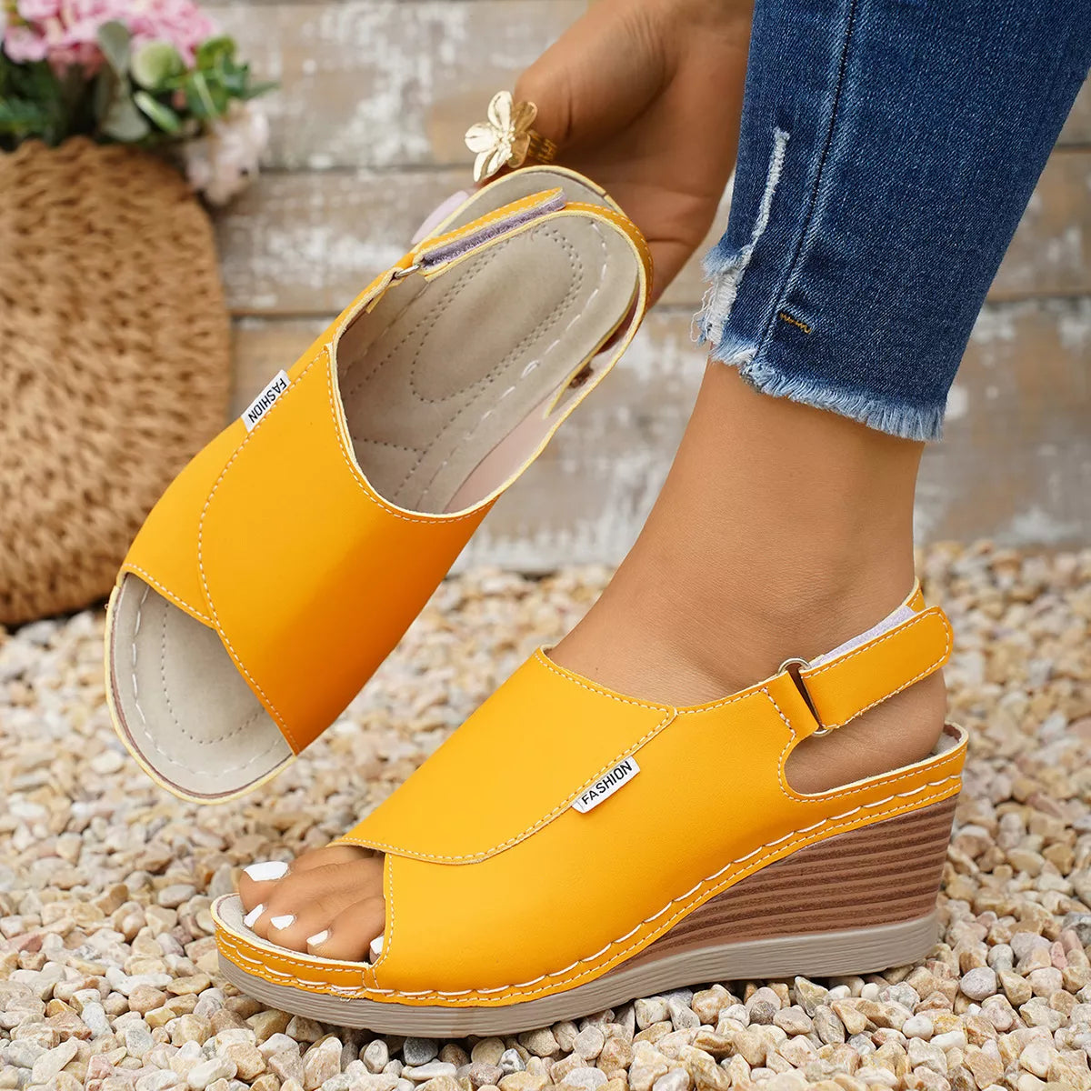 Peep Toe Wedge Sandals