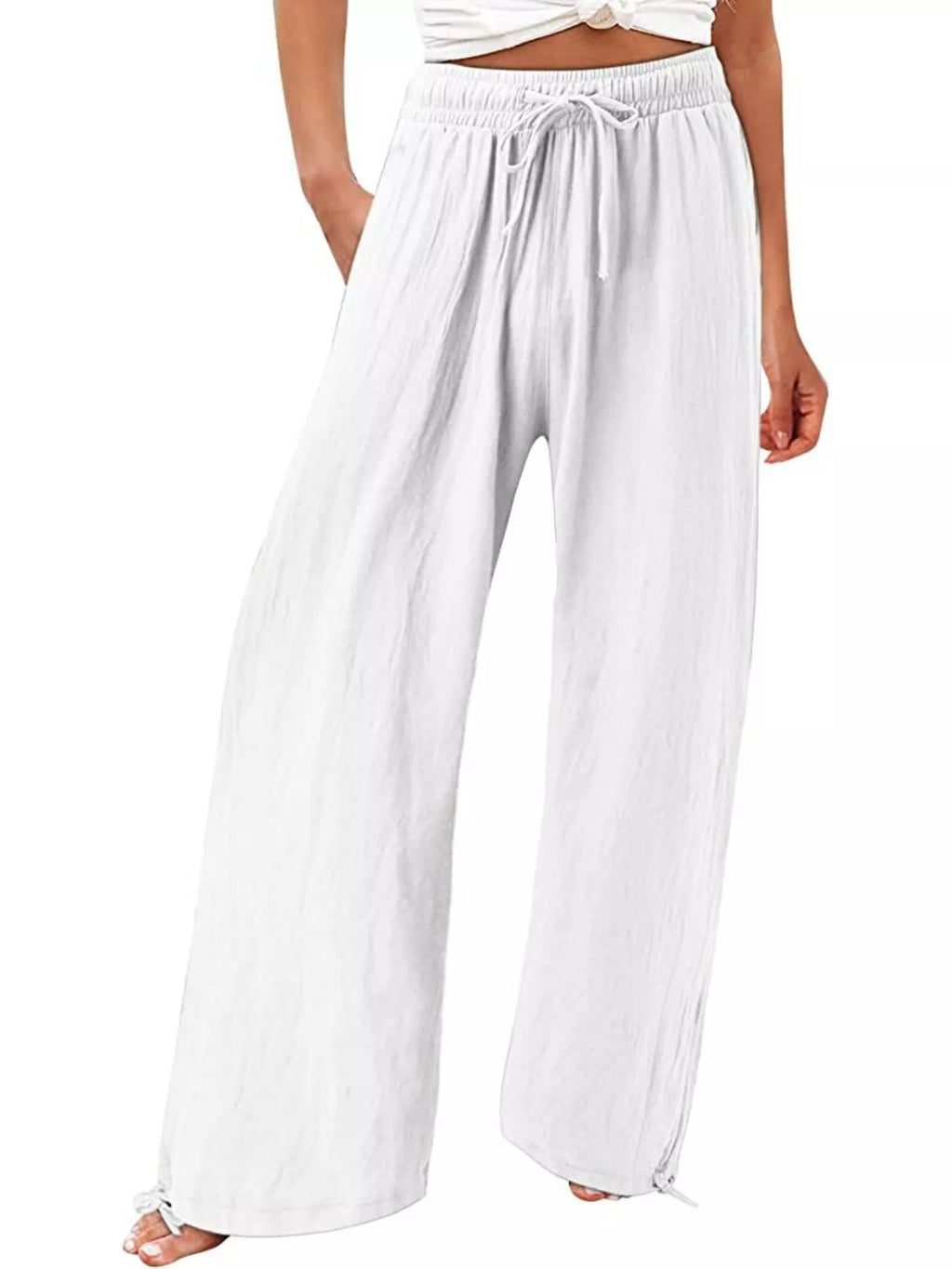 Full Size Wide Leg Pants with Drawstring Waist Plus Size