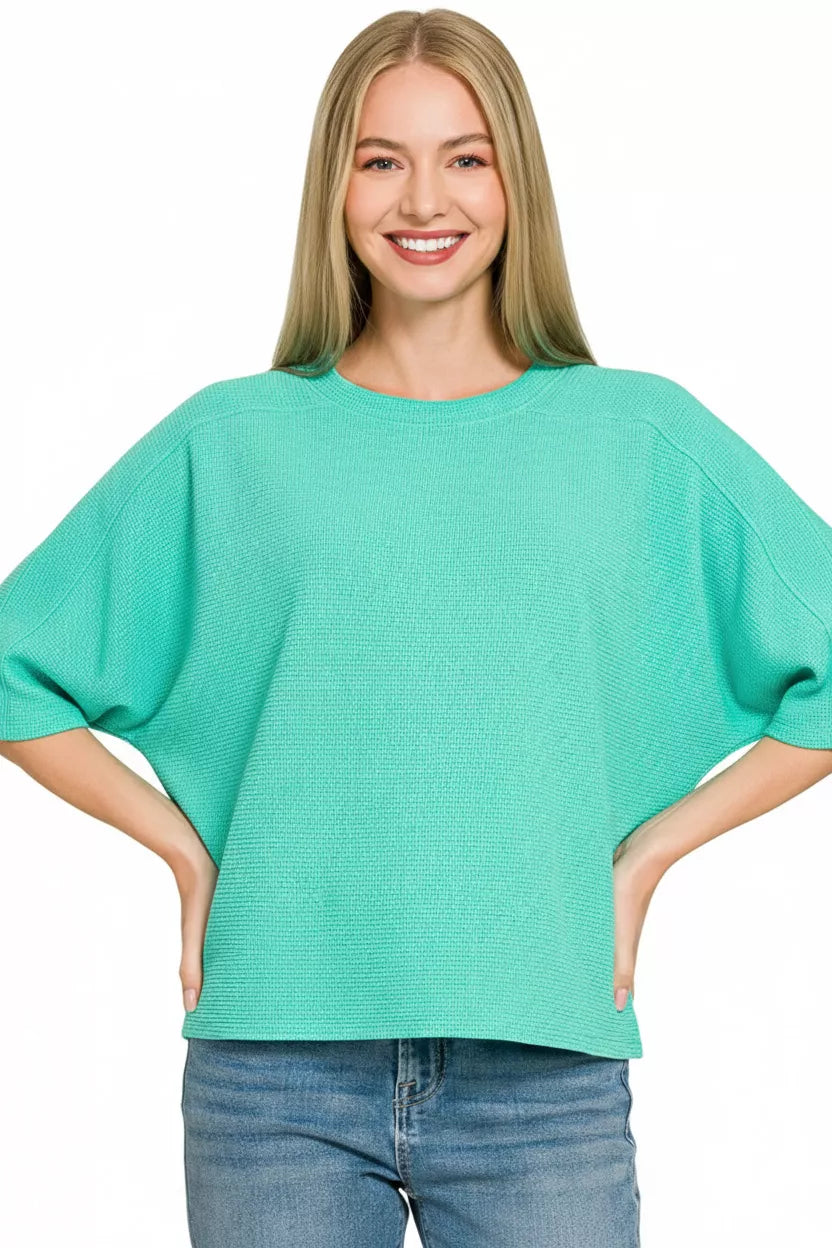 Zenana Double Knit Short Sleeve Top