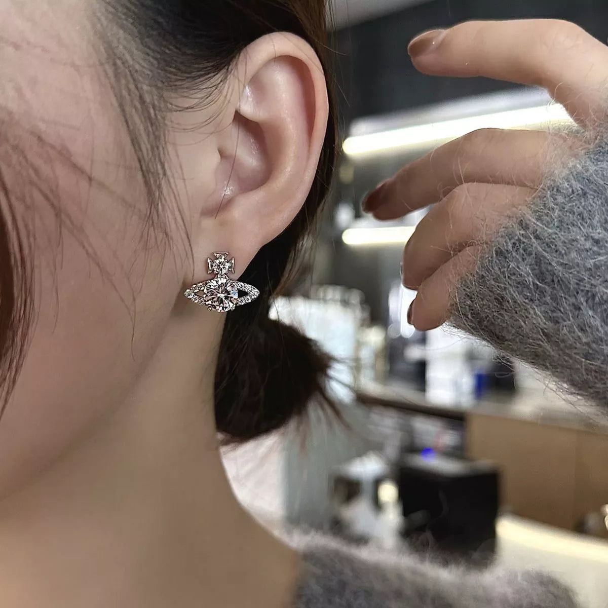 2 Carat Moissanite 925 Sterling Silver Planet Earrings