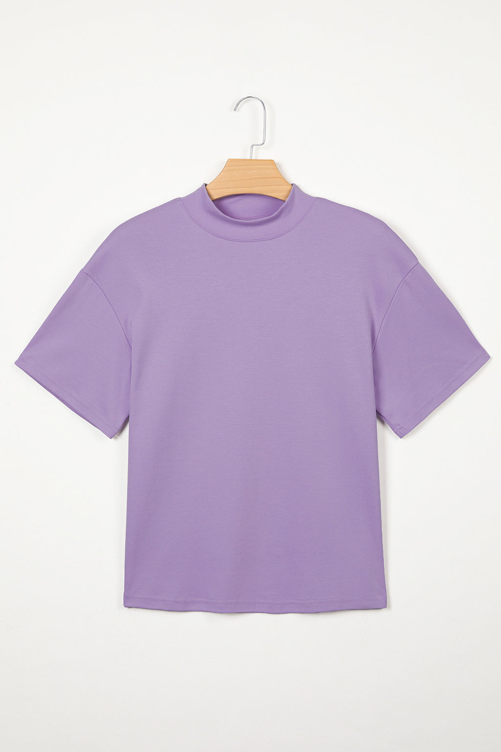 Dark Blue Solid Color High Neck Oversize Tee