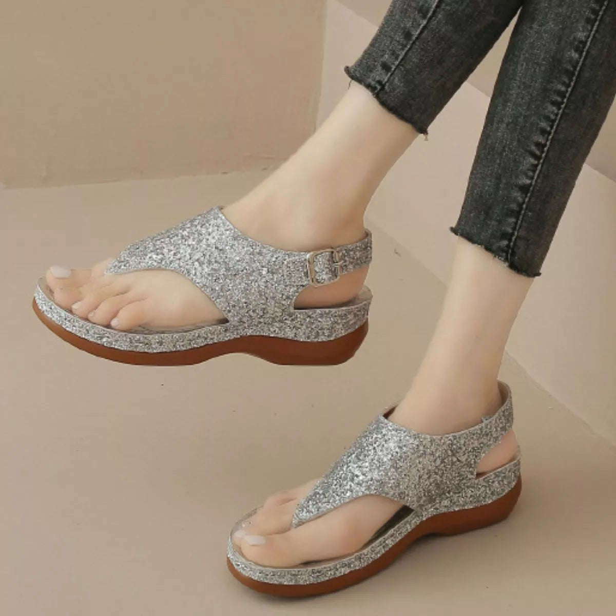 Toe Post Wedge Sandals