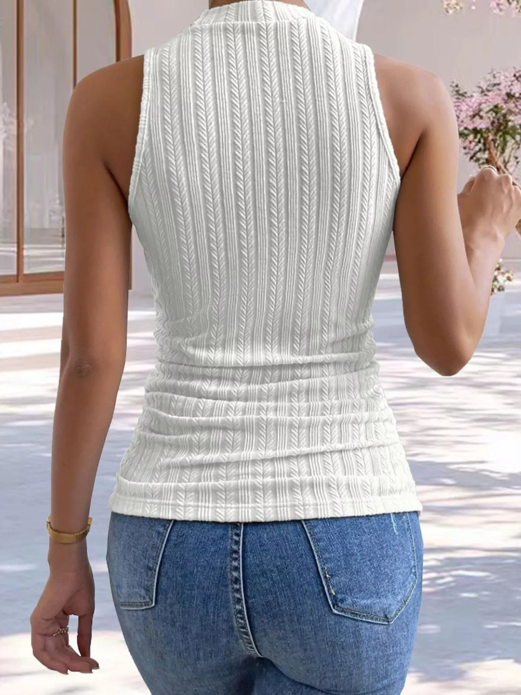 Texture Knit Mock Neck Tank