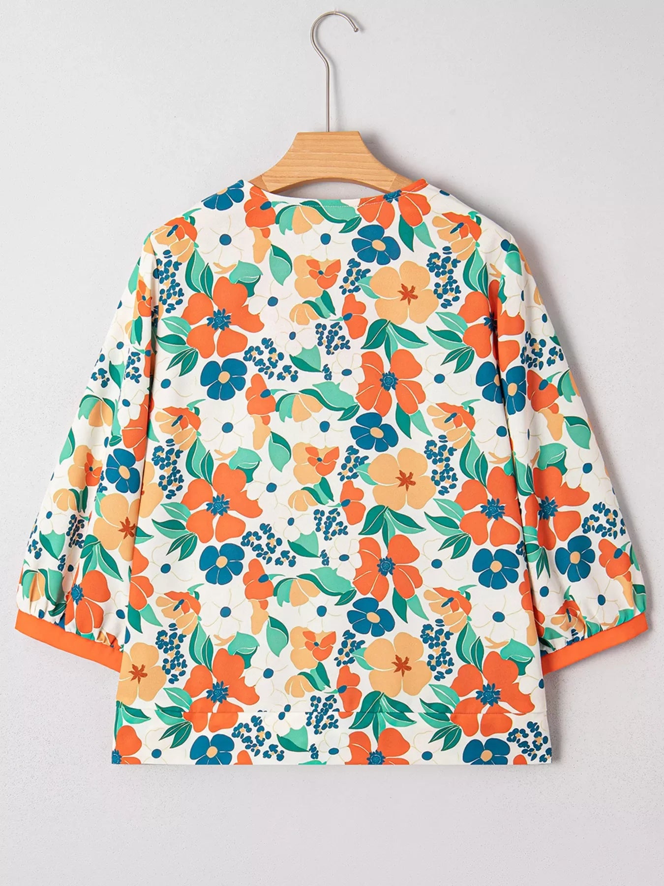 Frilled V Neck Floral Print Blouse