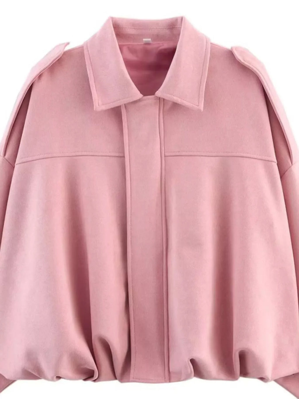 Collared Neck Dropped Shoulder Jacket