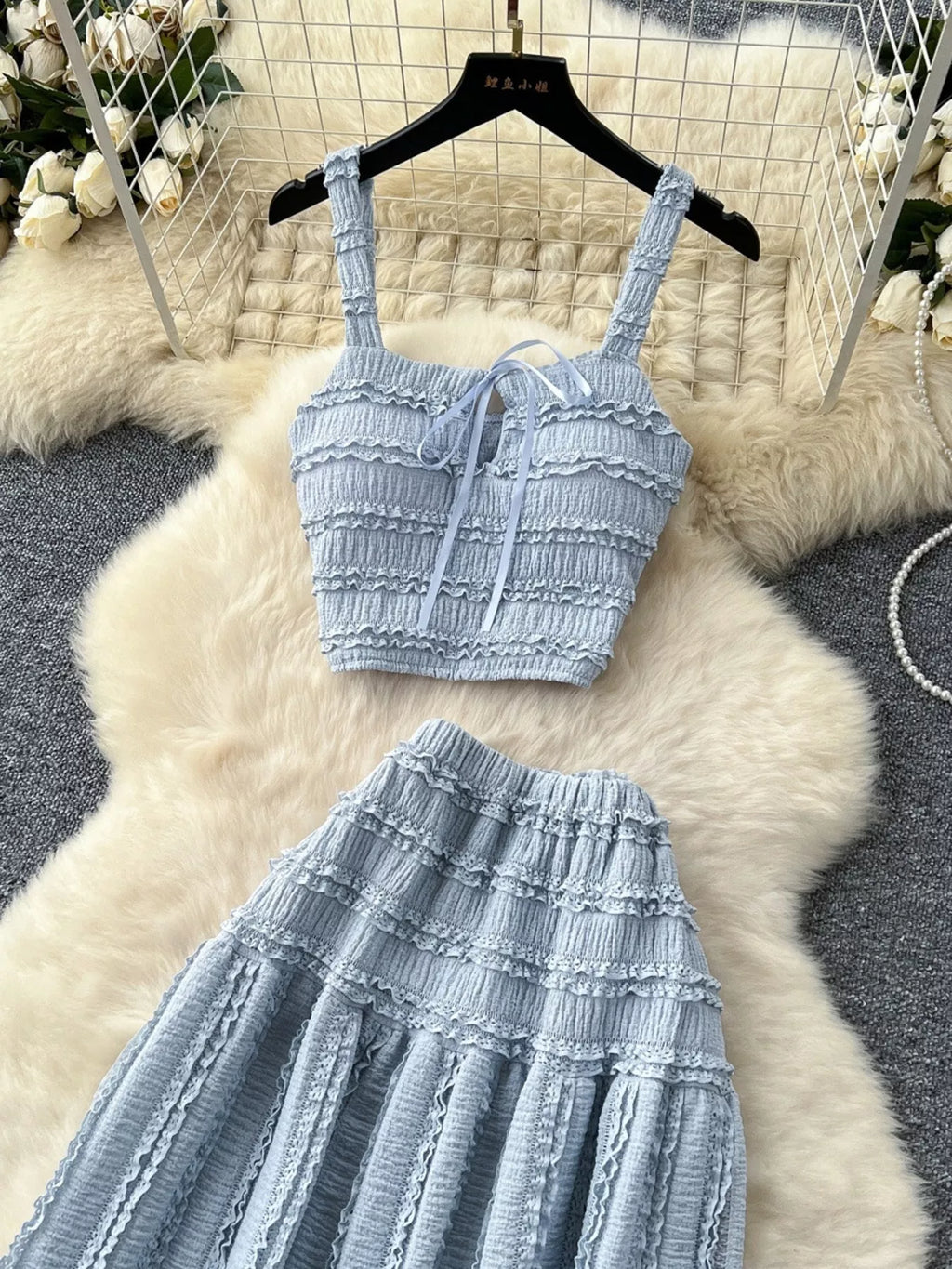 Ruched Crop Top and Maxi Skirt Set