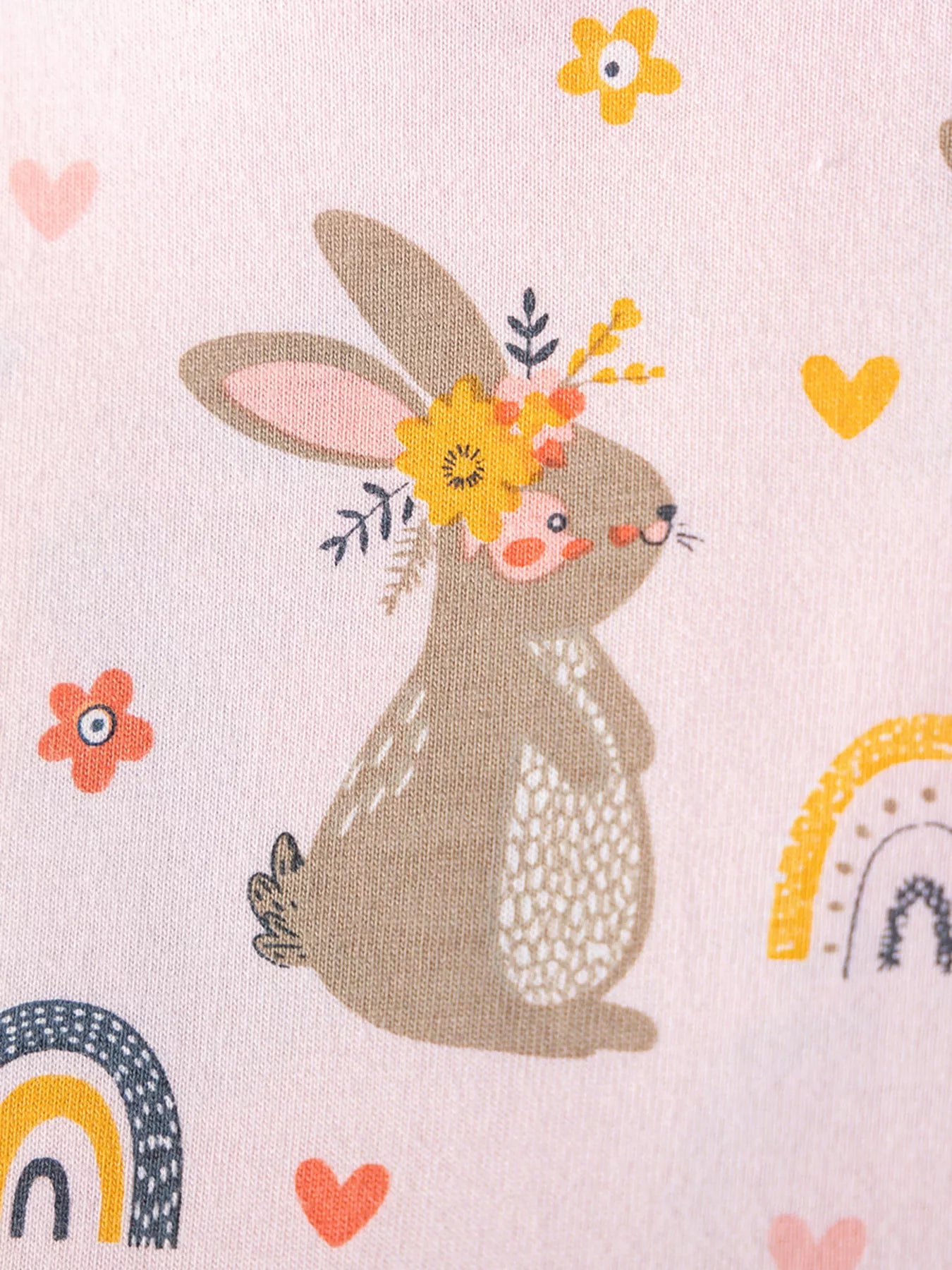 Children's Tiered Bunny Rainbow Print Casual Dress