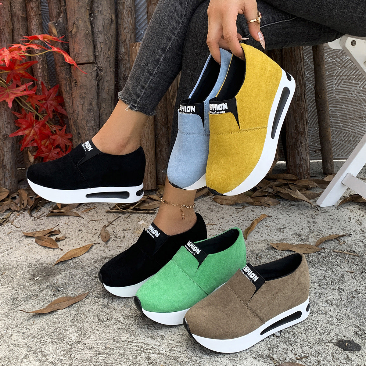 Round Toe Platform Slip-Ons