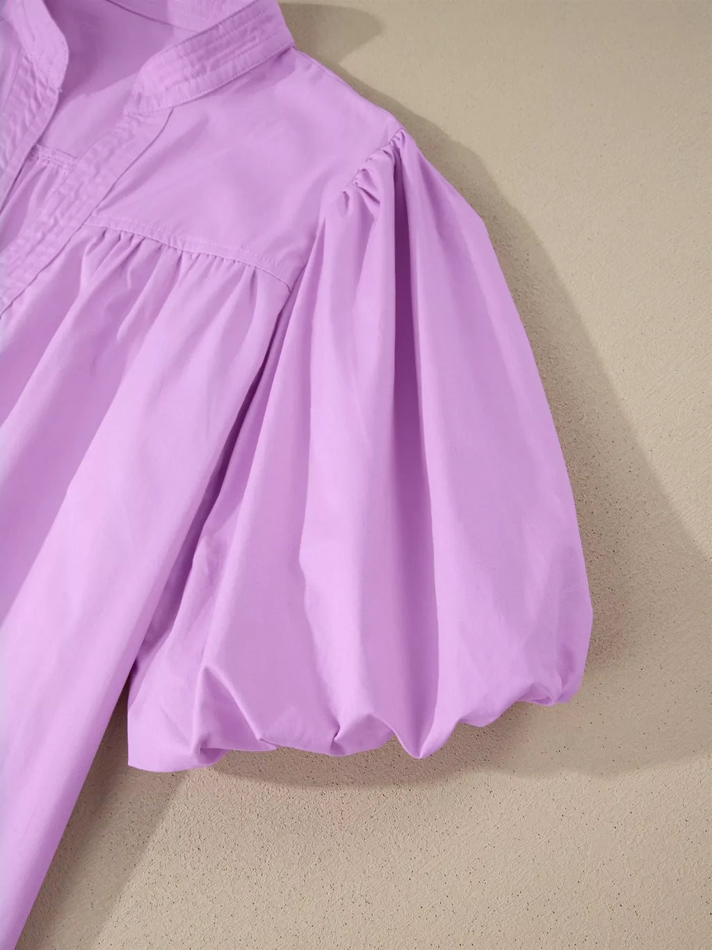 Notched Puff Sleeve Blouse
