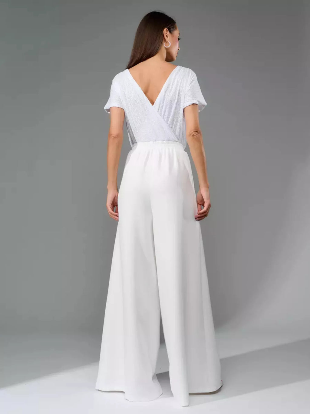 Full Size Sequin Short Sleeve Wide Leg Jumpsuit Plus Size