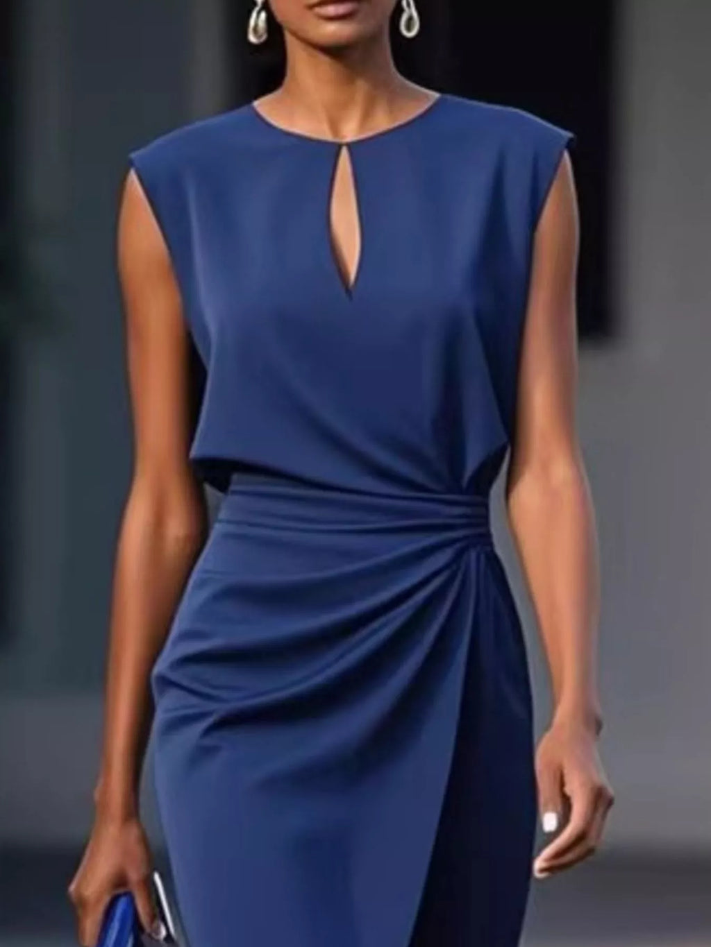 Ruched Waist Sleeveless Dress