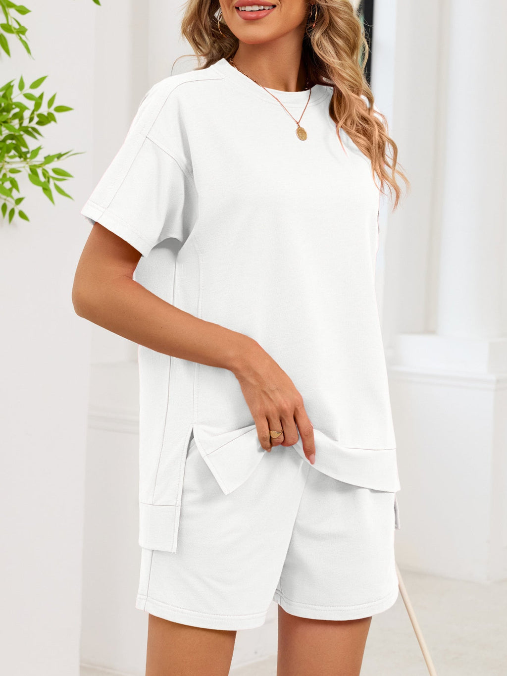 Round Neck Short Sleeve T-Shirt and Shorts Set