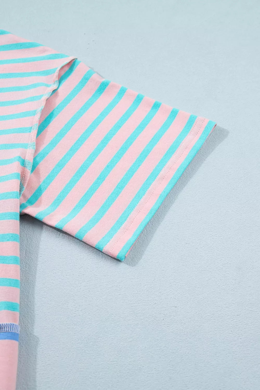 Stripe Exposed Seam Mixed Patchwork Loose Short Set
