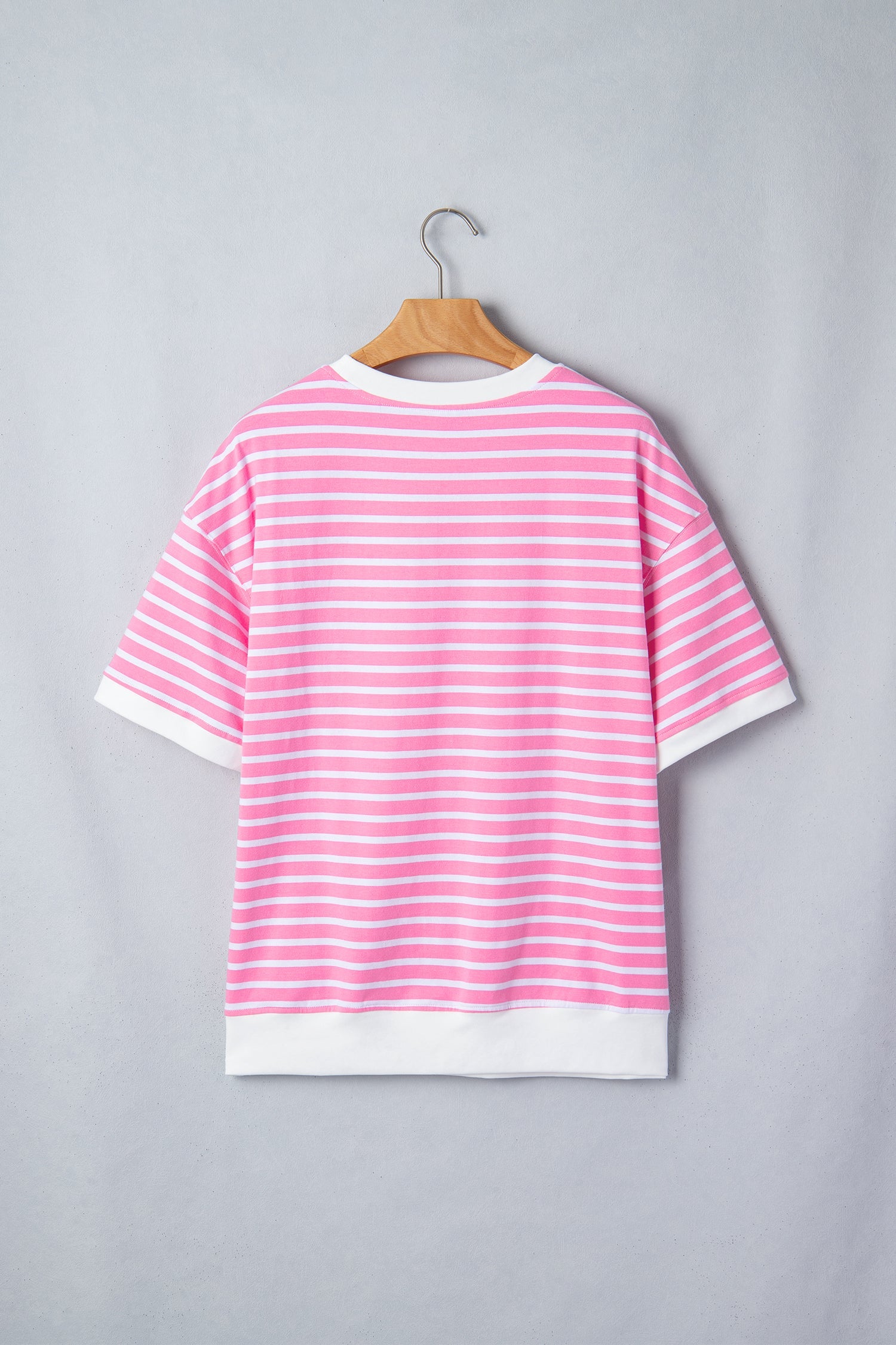 Stripe Colorblock Drop Shoulder Short Sleeve Top