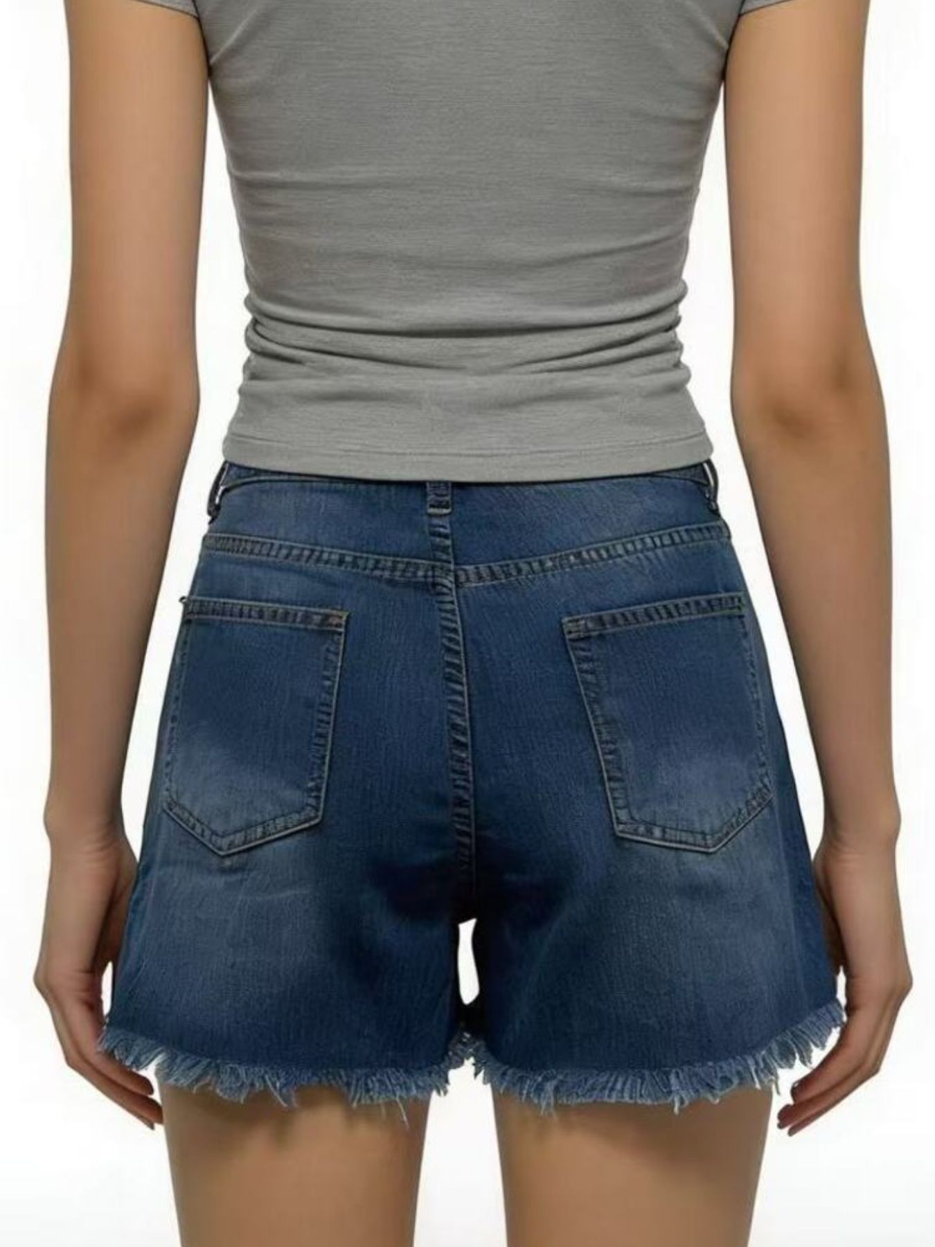 Distressed Frayed Hem Denim Shorts