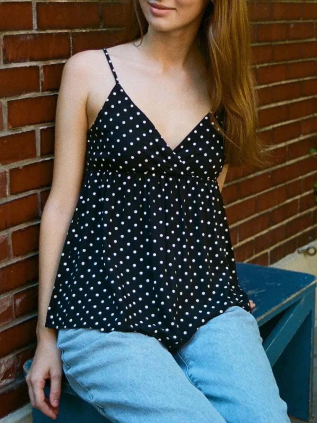 Polka Dot V-Neck Flowy Cami
