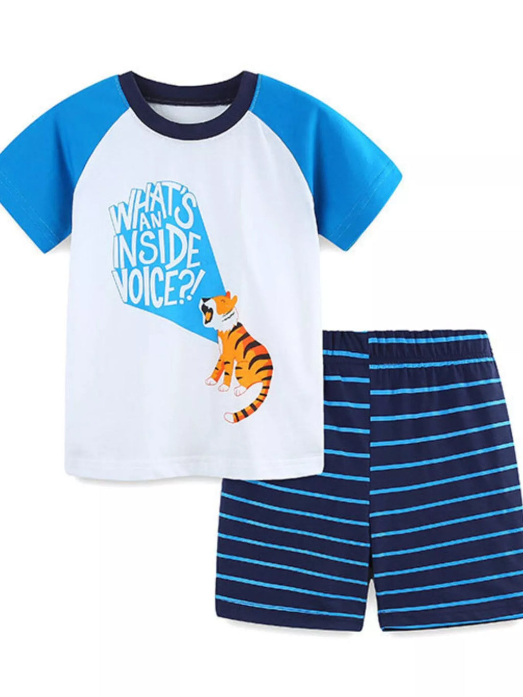 Children's Tiger Graphic Top and Striped Shorts Set