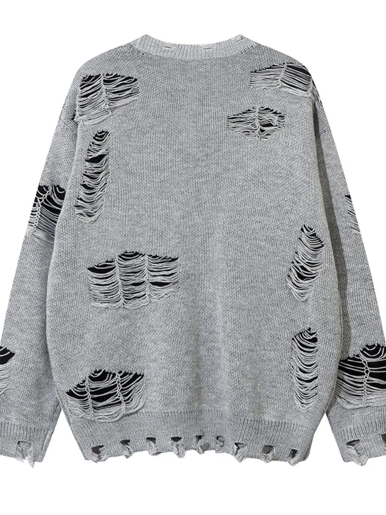 Men's Distressed Chain Detail Oversized Sweater