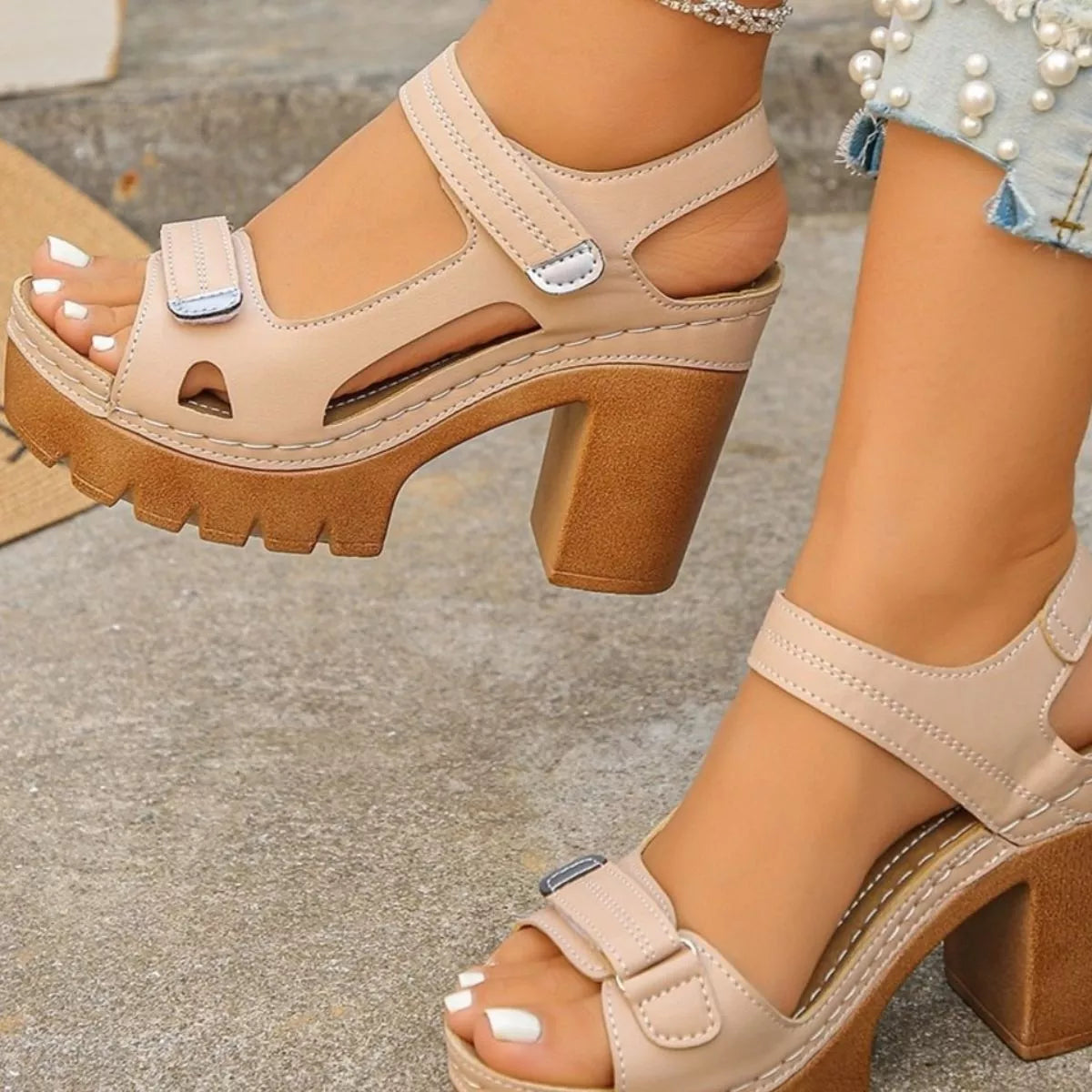 Open Toe Block Heels Sandals