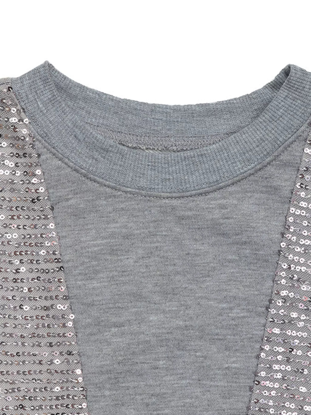 Sequin Round Neck Dropped Shoulder Sweatshirt