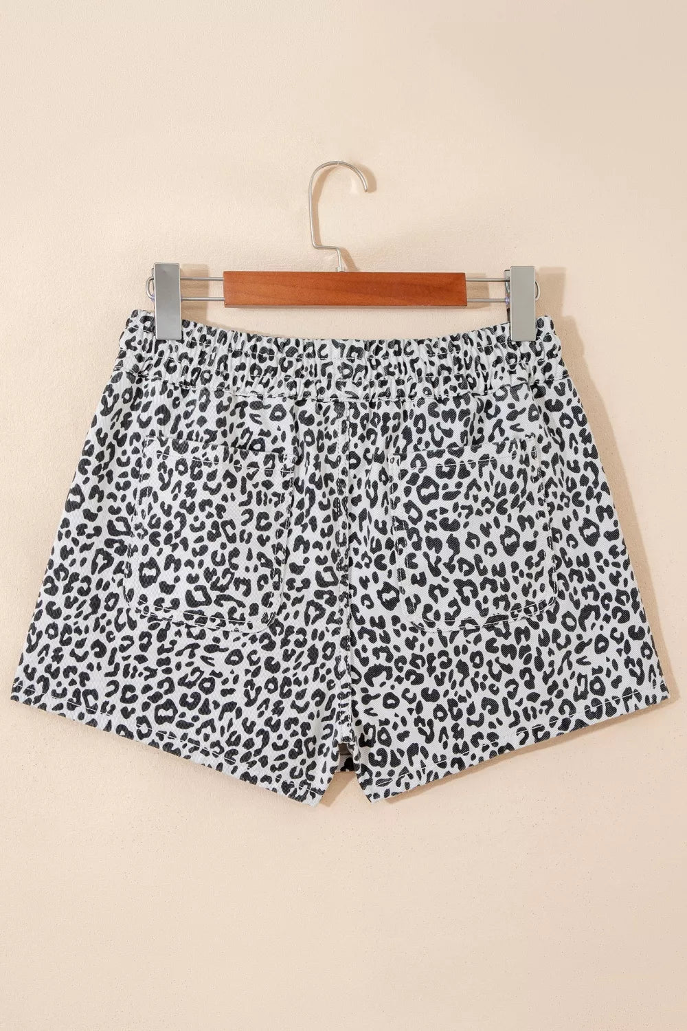 Leopard Print Tassel Drawstring Casual Denim Skort