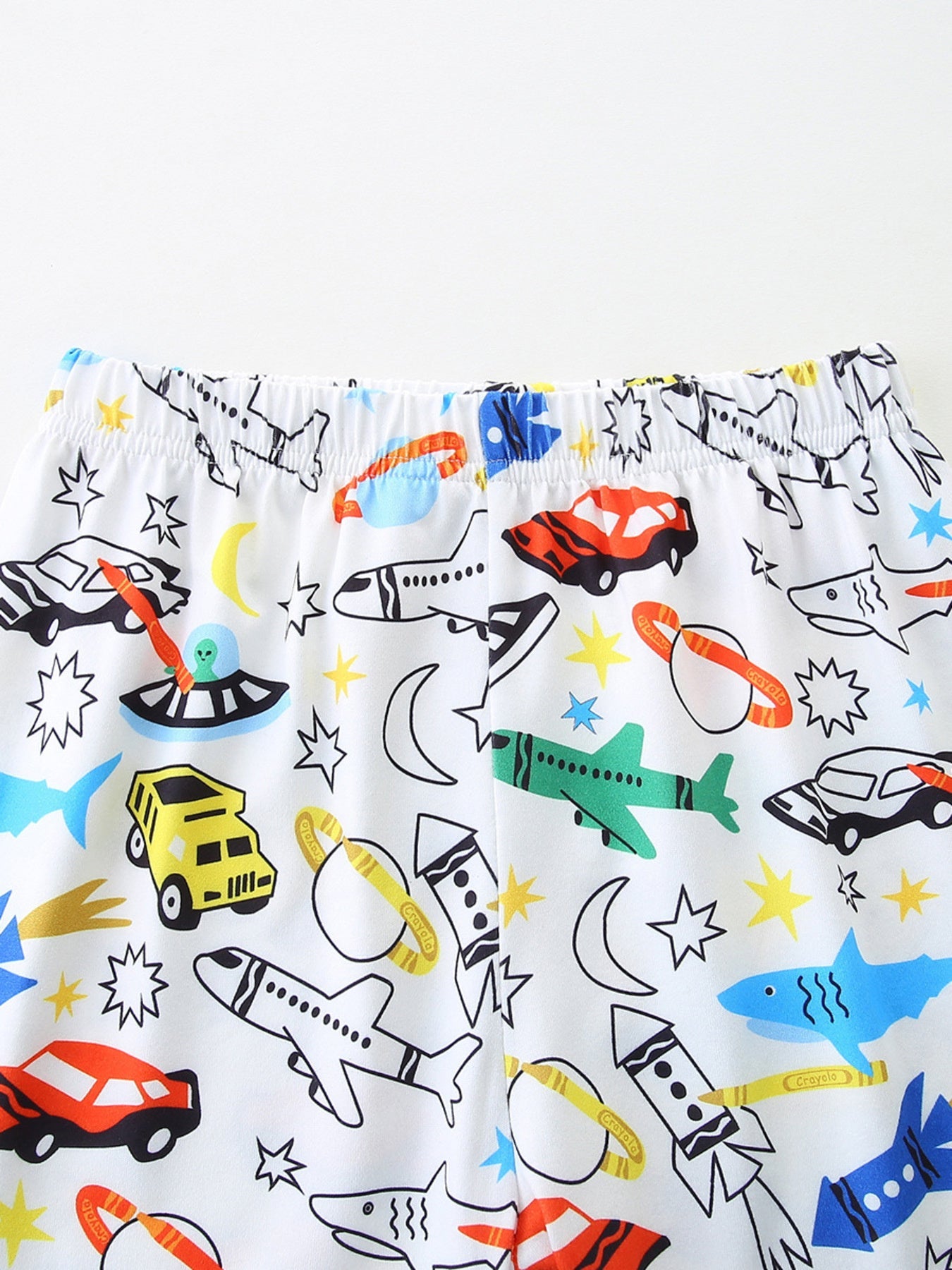 Children's Cartoon Vehicle Print Tee and Shorts Set