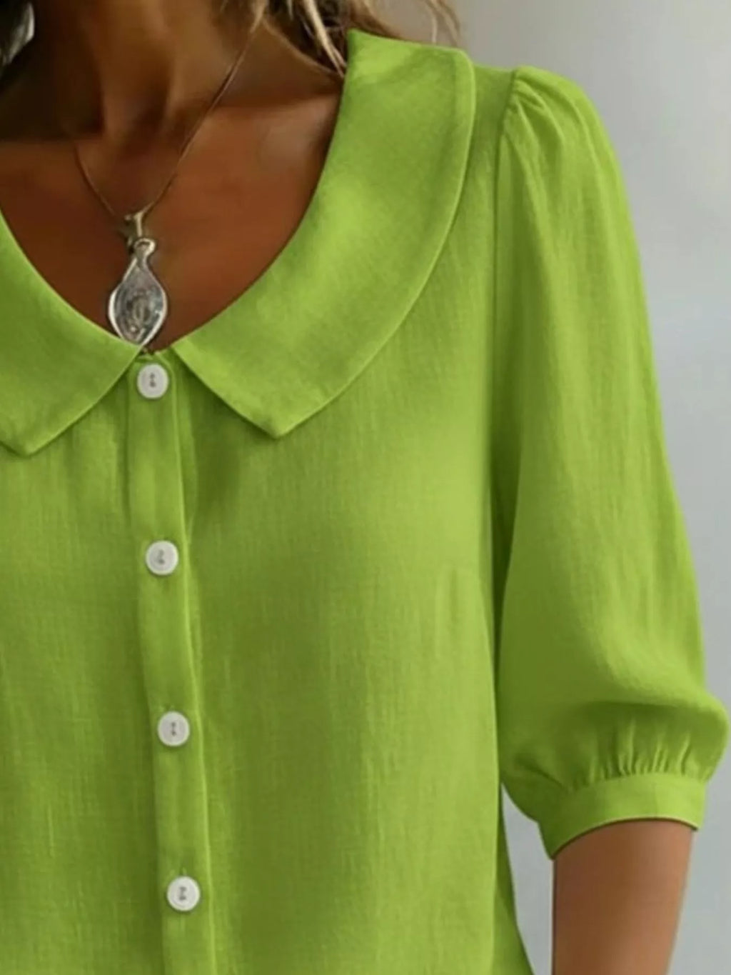 Full Size Peter Pan Collar Button-Down Shirt Plus Size