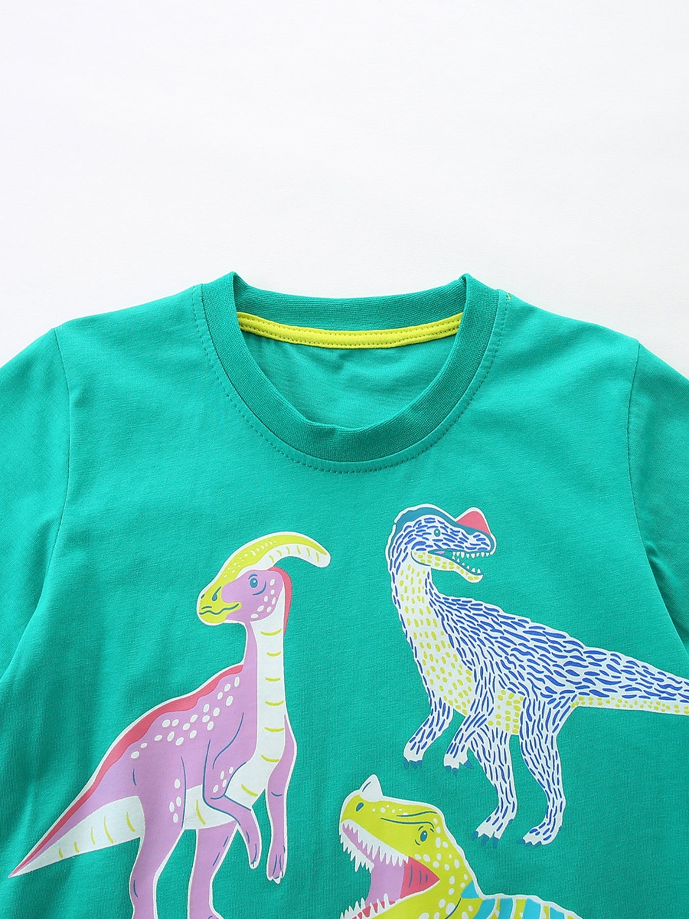 Children's Dinosaur Print Crew Neck Short Sleeve T-Shirt