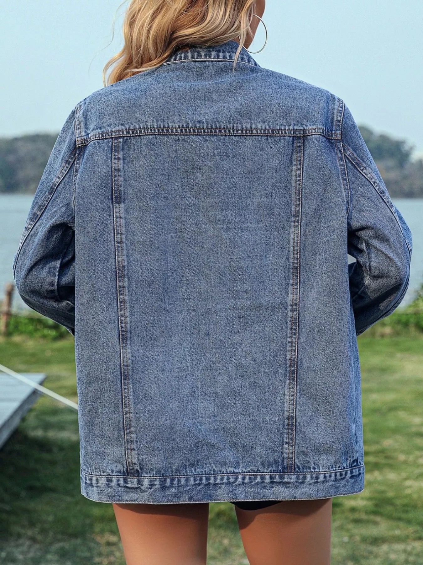 Studded Button Up Denim Jacket