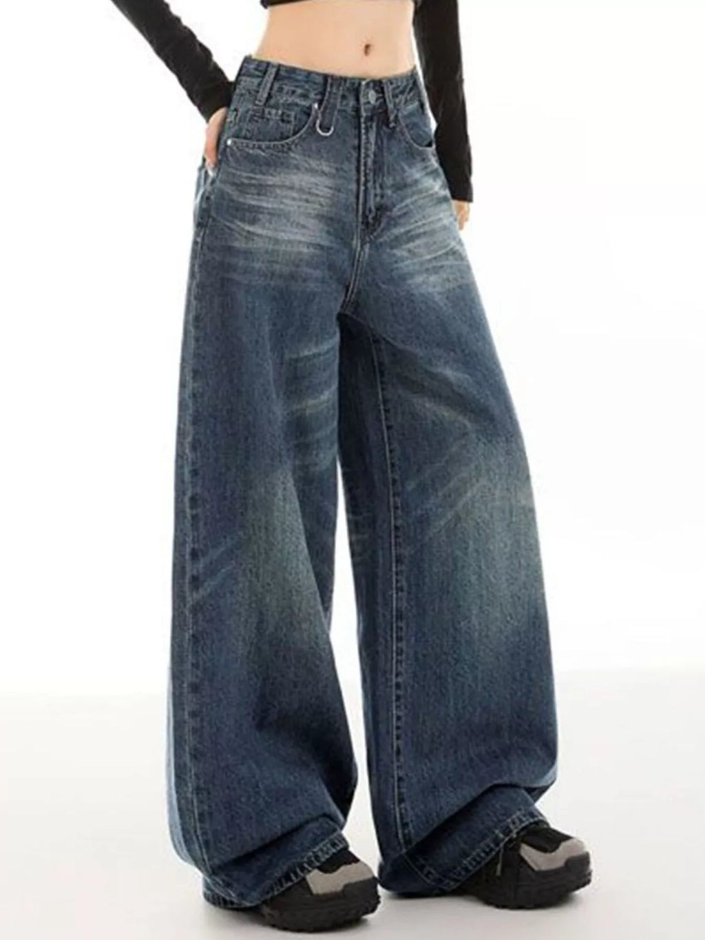 Vintage Wash Wide Leg Jeans