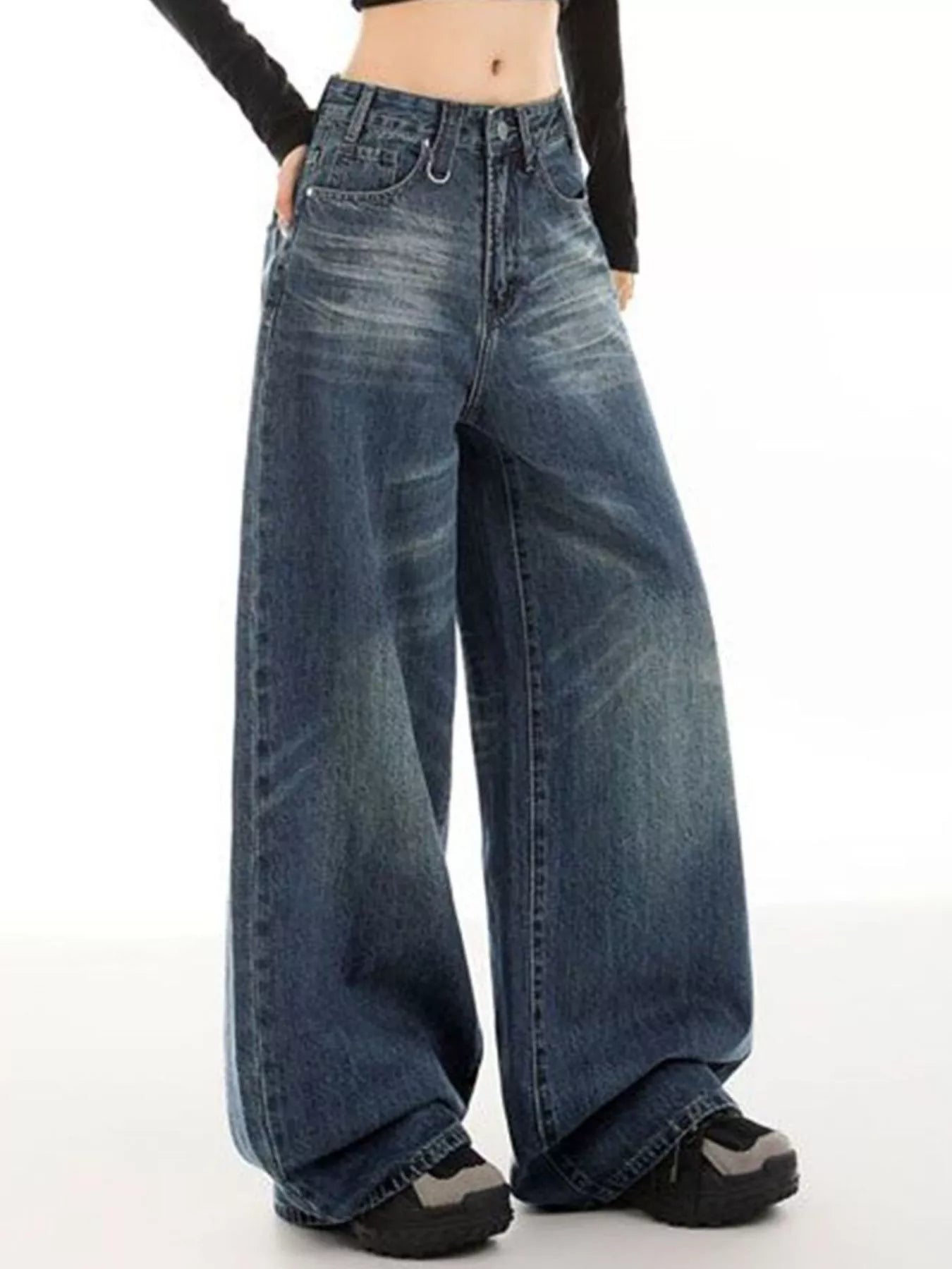 Vintage Wash Wide Leg Jeans