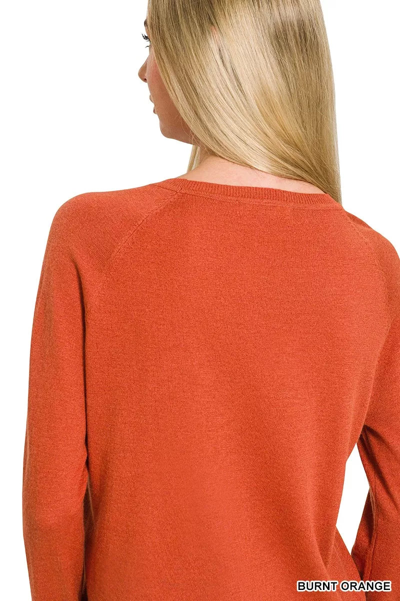 Zenana Lightweight Wool Blend Round Neck Sweater