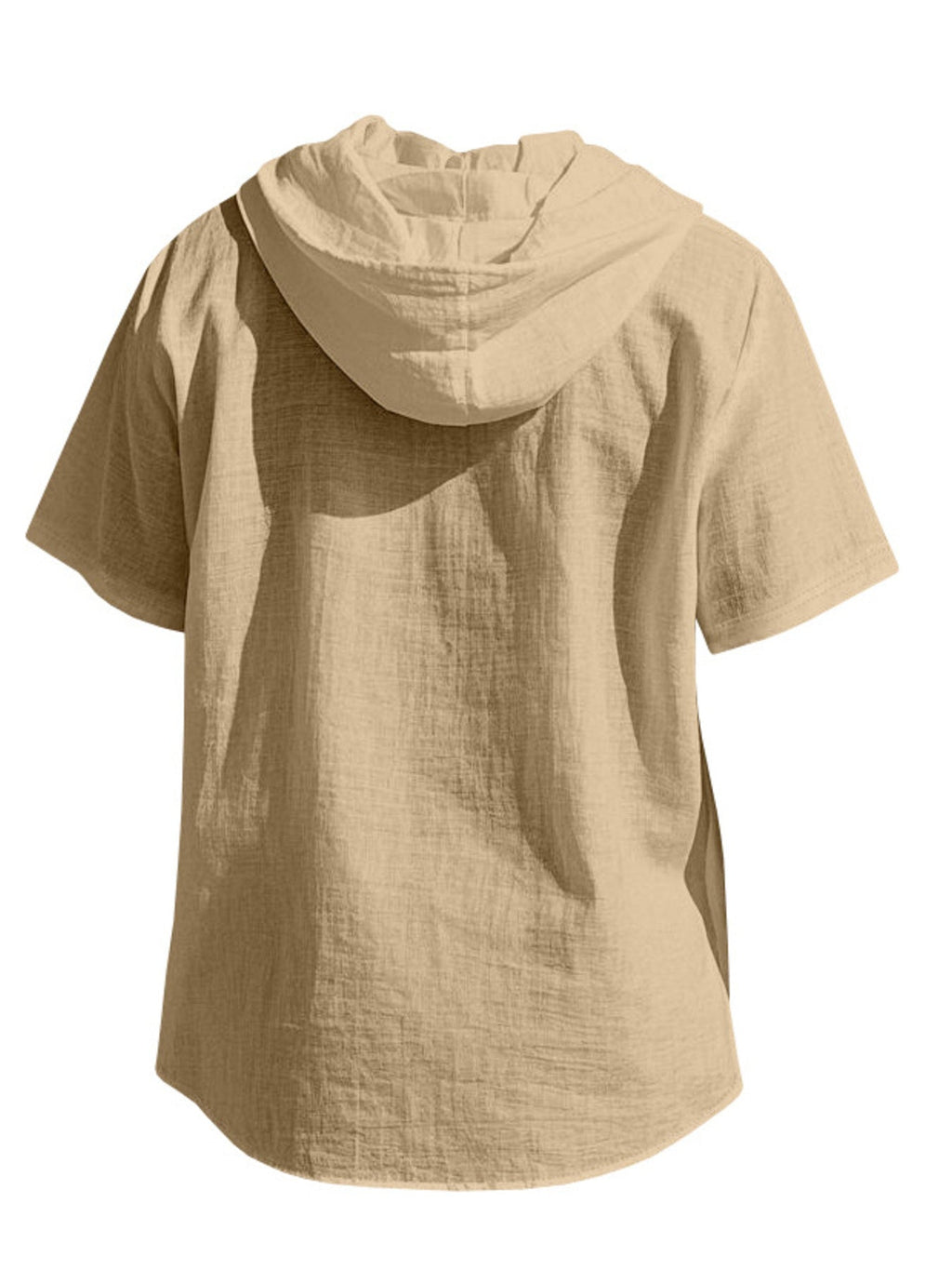 Men's Full Size Casual Hooded Short-Sleeve Shirt Plus Size