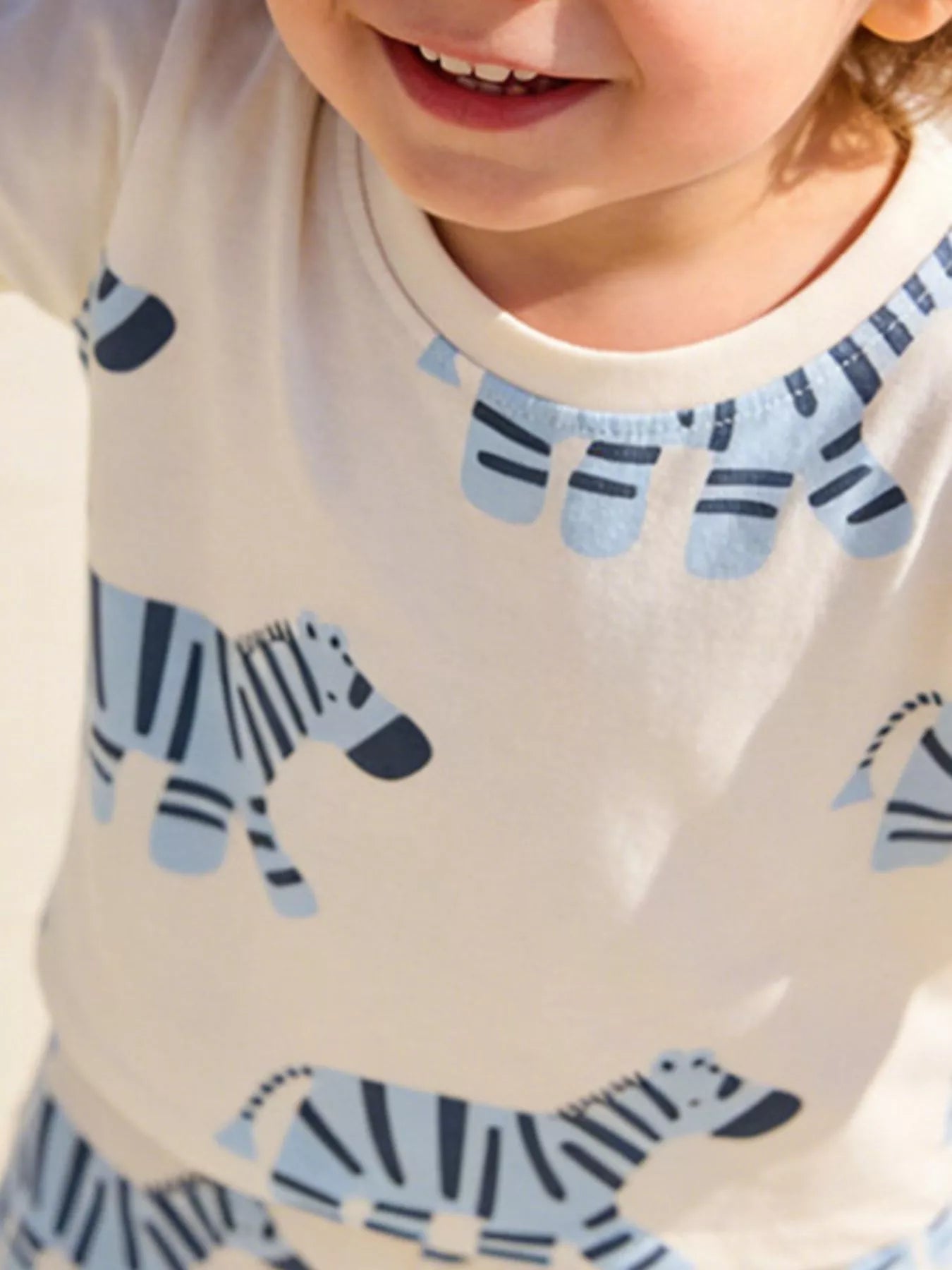 Children's Zebra Print Casual Tee and Shorts Set