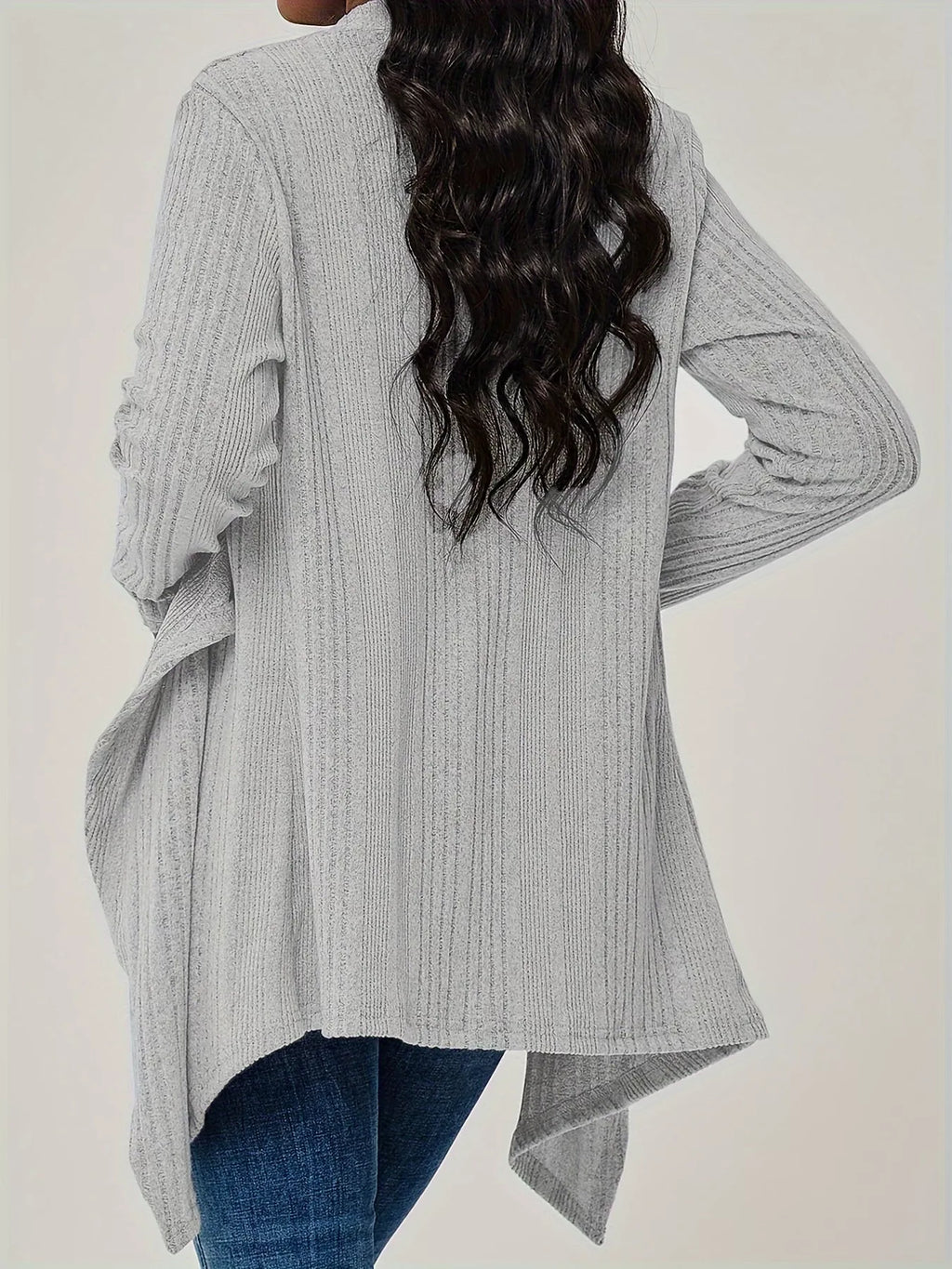 Ribbed Knit Open Front Cardigan