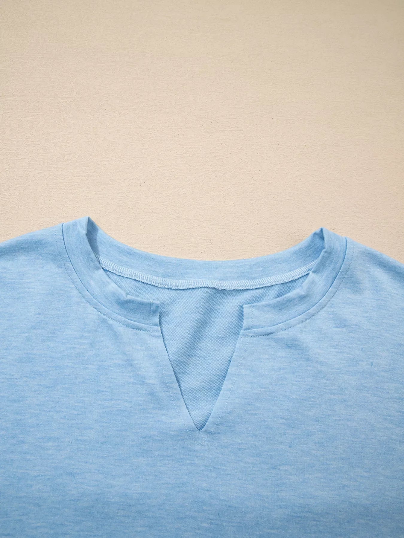 Notched Terry Long Sleeve Top
