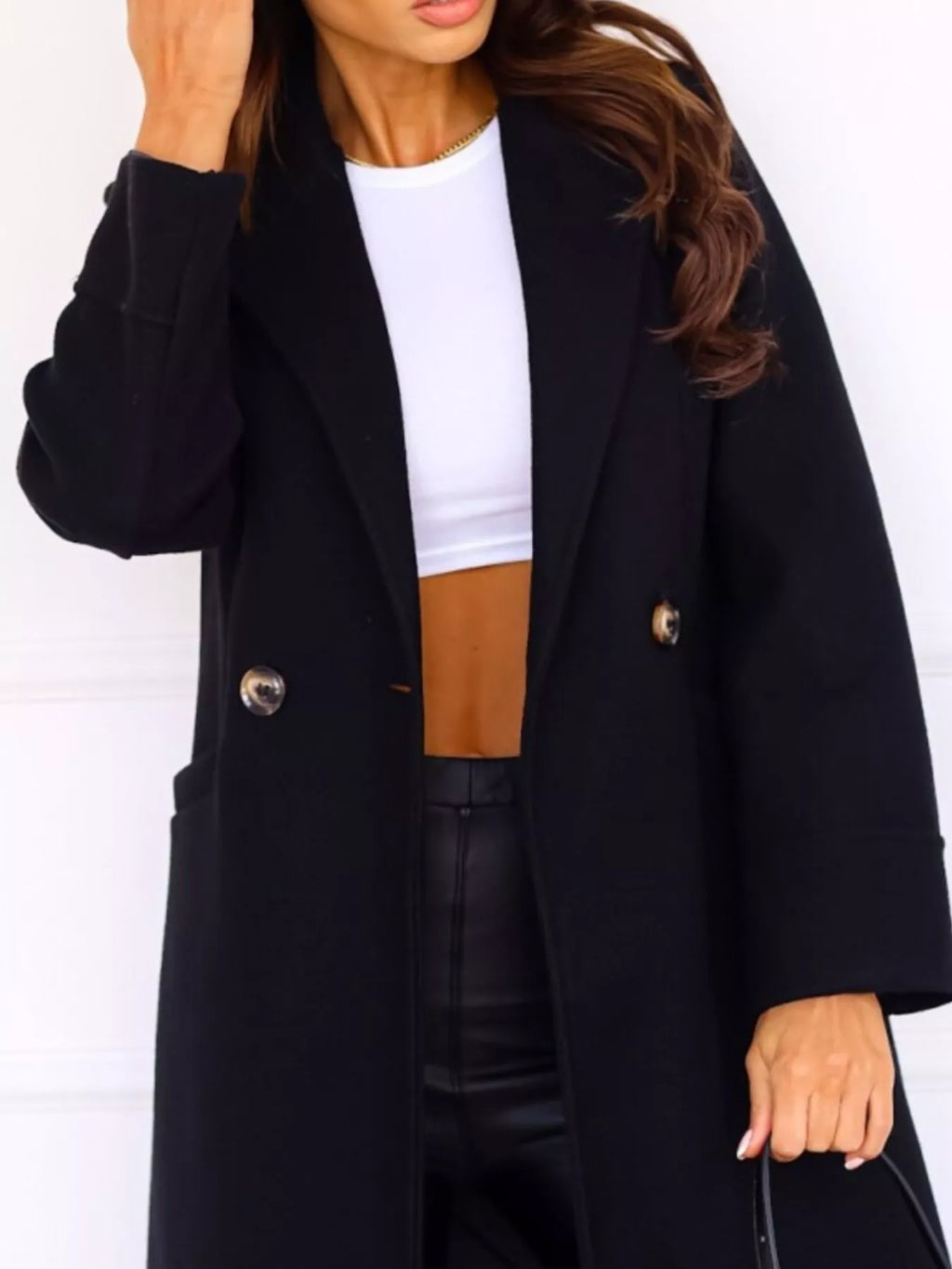 Lapel Collar Wool Blend Overcoat