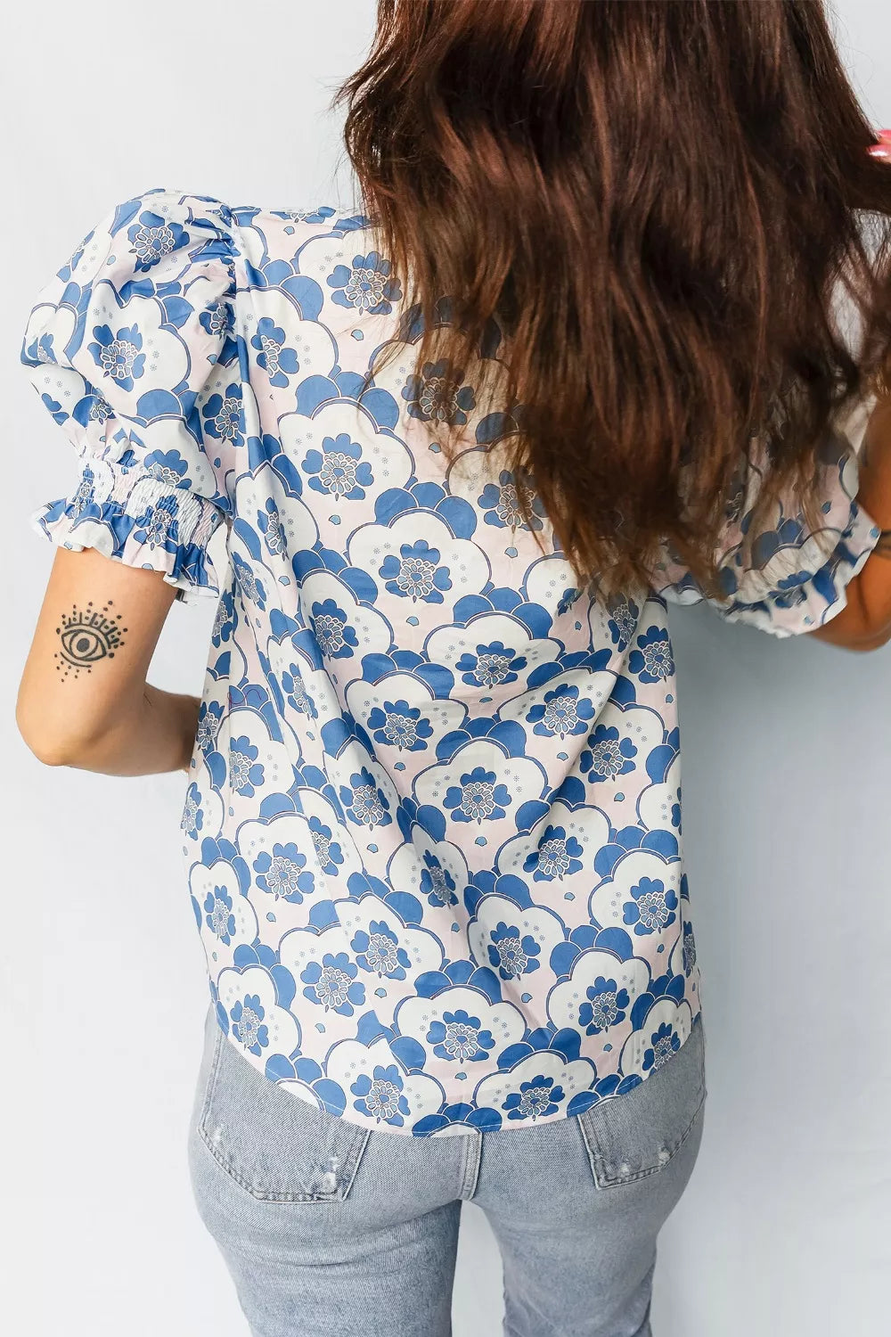 Floral Print Puff Sleeve Blouse